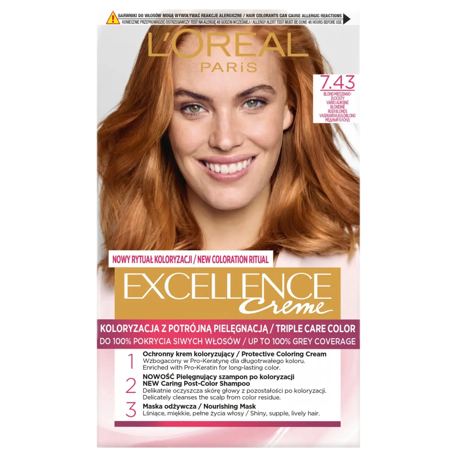 Plaukų dažai LOREAL PARIS EXC. CREME, 7,43