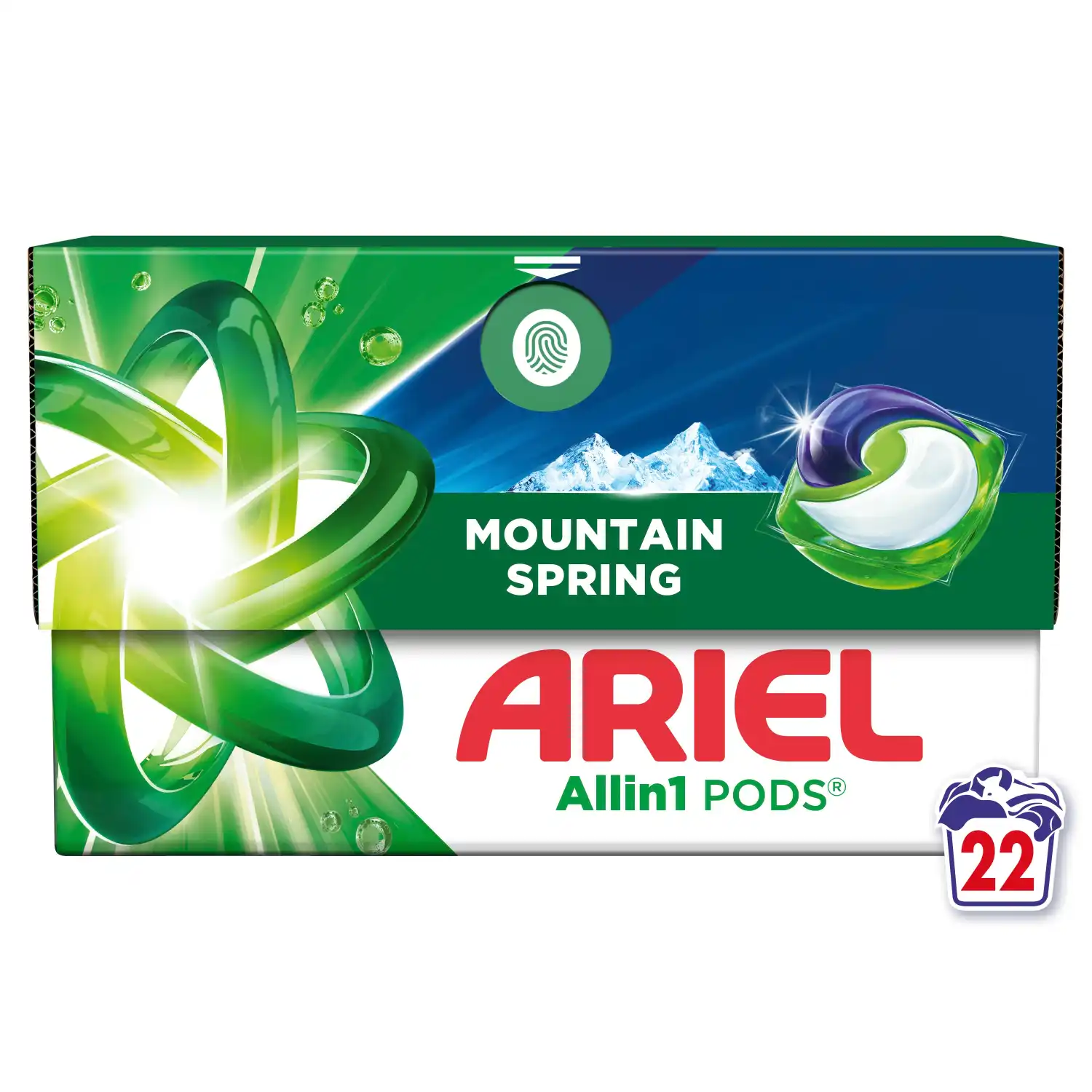 Skalb. kapsulės ARIEL MOUNTAIN SPRING, 22 vnt