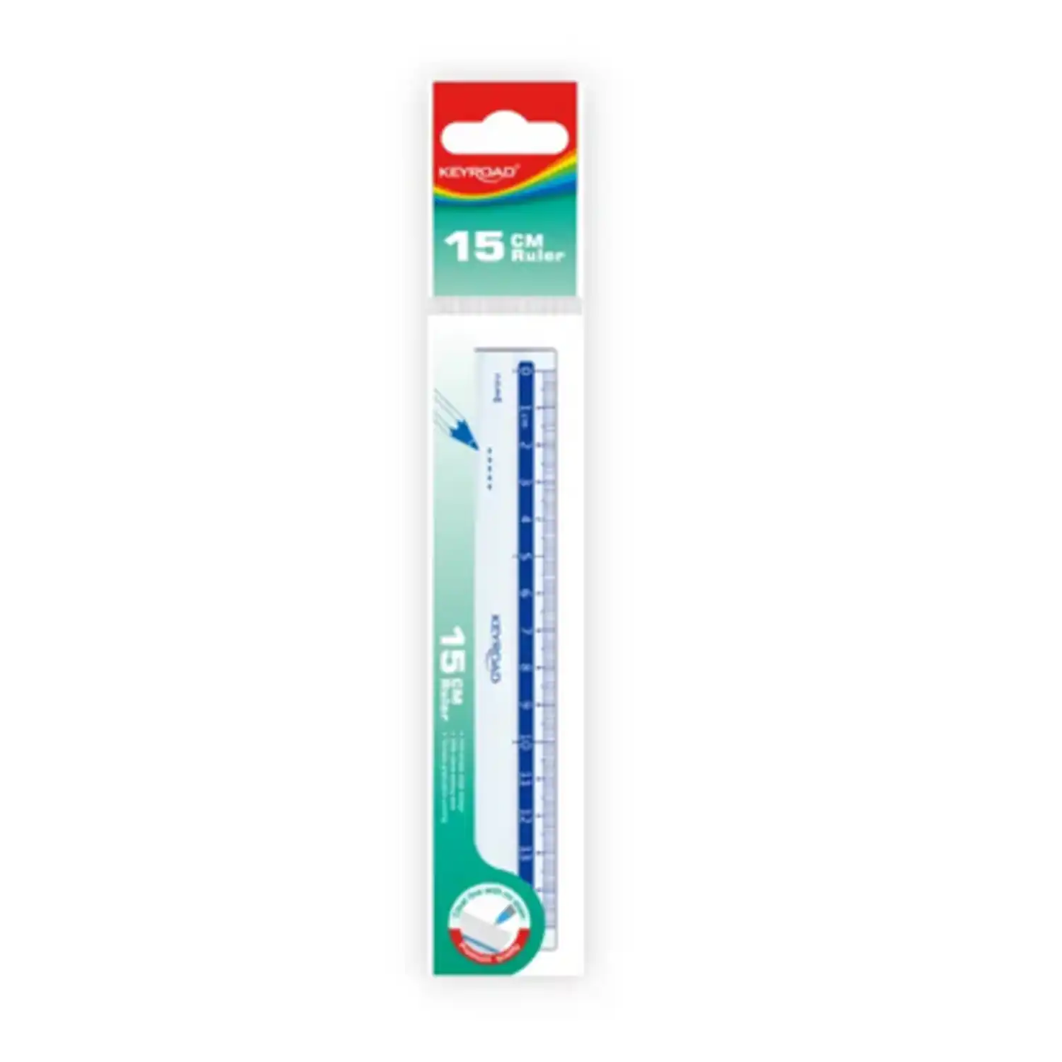 Lineāls 15 cm caurspīdīgs Keyroad