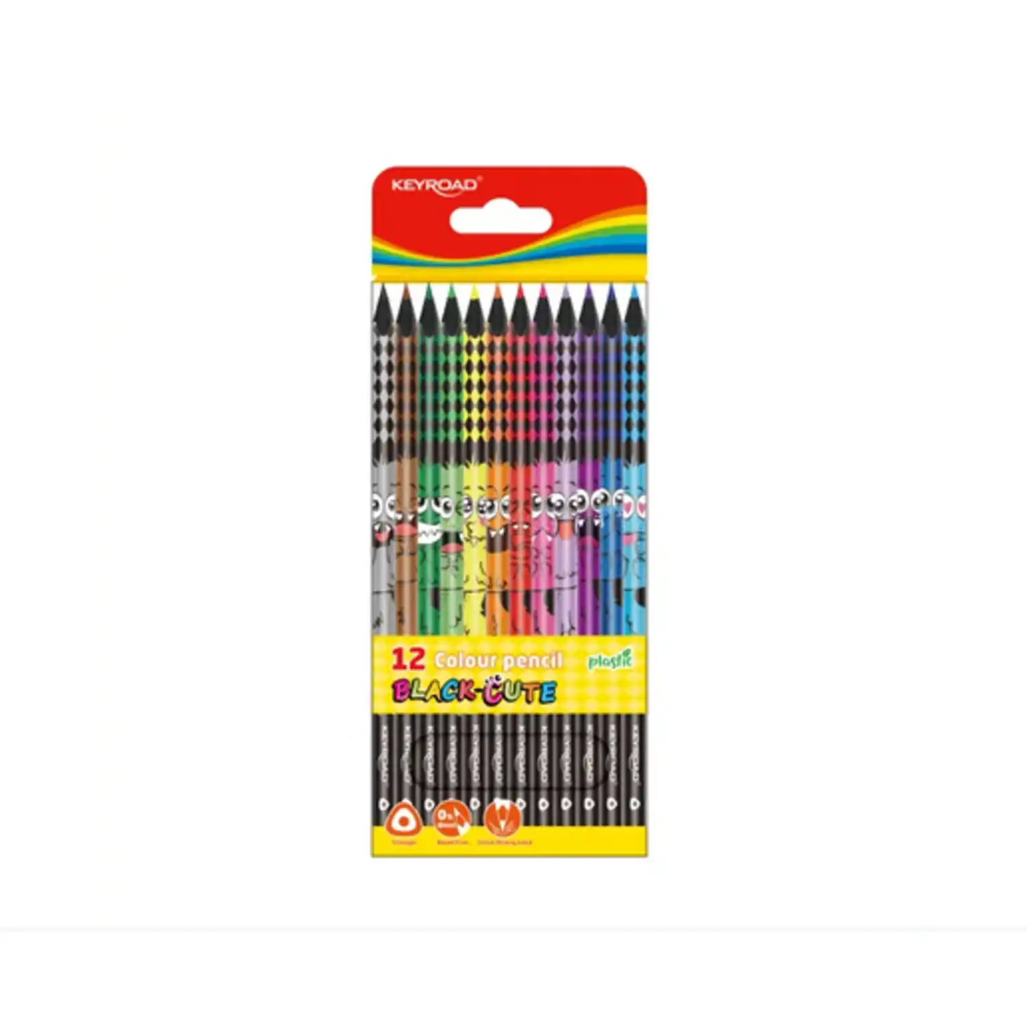 Spalvoti pieštukai KEYROAD BLACK-CUTE, 12 sp.