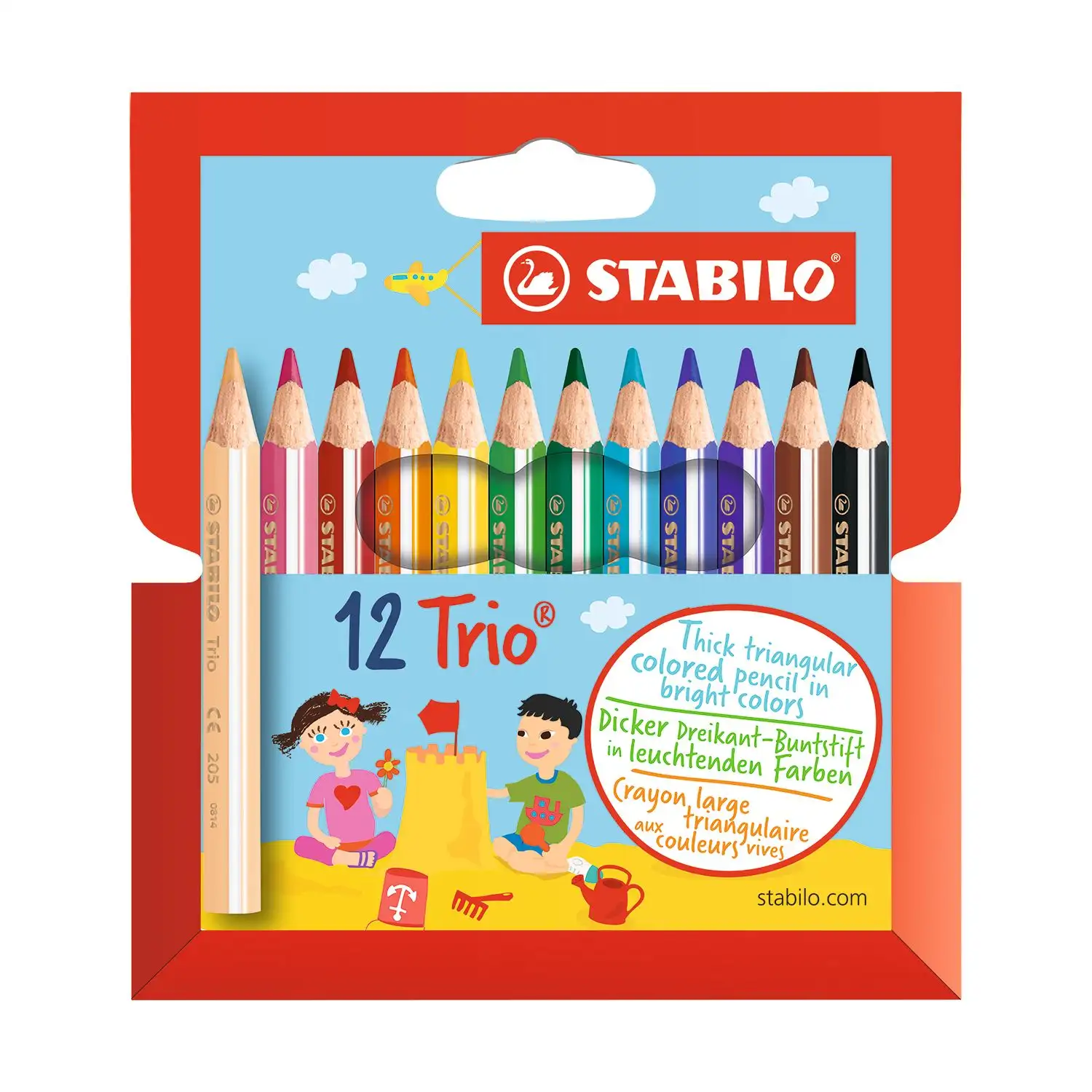 Värvilised pliiatsid Stabilo Trio Mini 12v.
