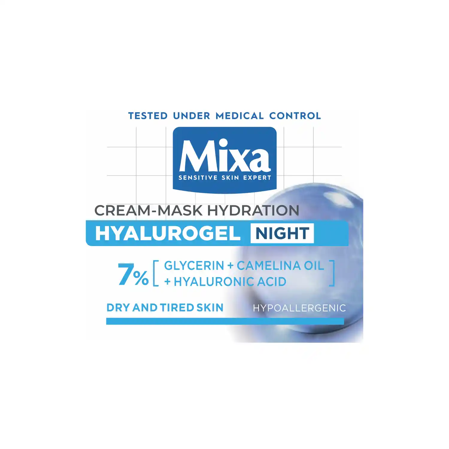 Kreminė kaukė nakčiai MIXA HYALUROGEL, 50 ml