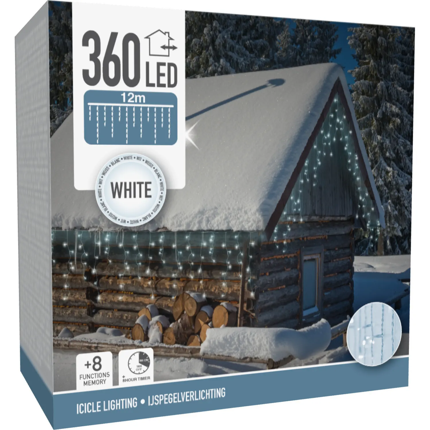 Varveklinė girlianda, 360 LED, balta, CH26