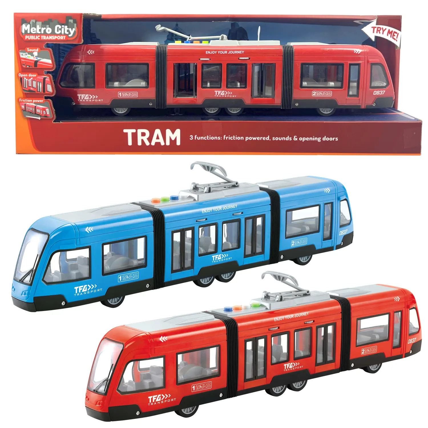 Tramvajs Metro City 1:16 ar skaņām un gaismām