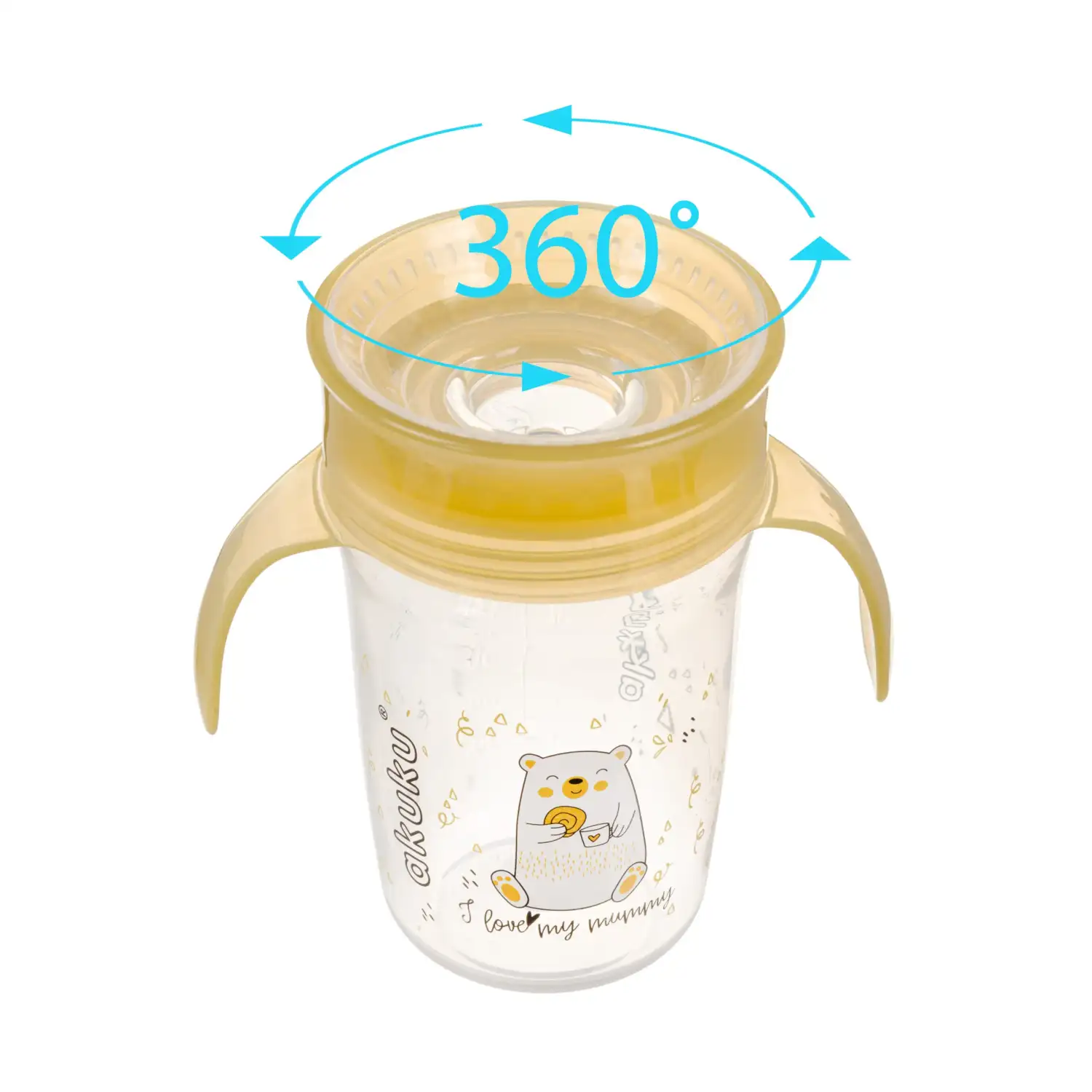 Bērnu krūzīte Akuku 360 neizlīst. 240ml 1gab.