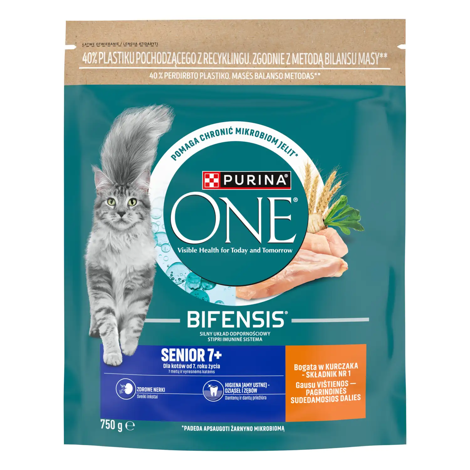 Kaķu bar. Purina One Senior 7+ ar vistu 750g