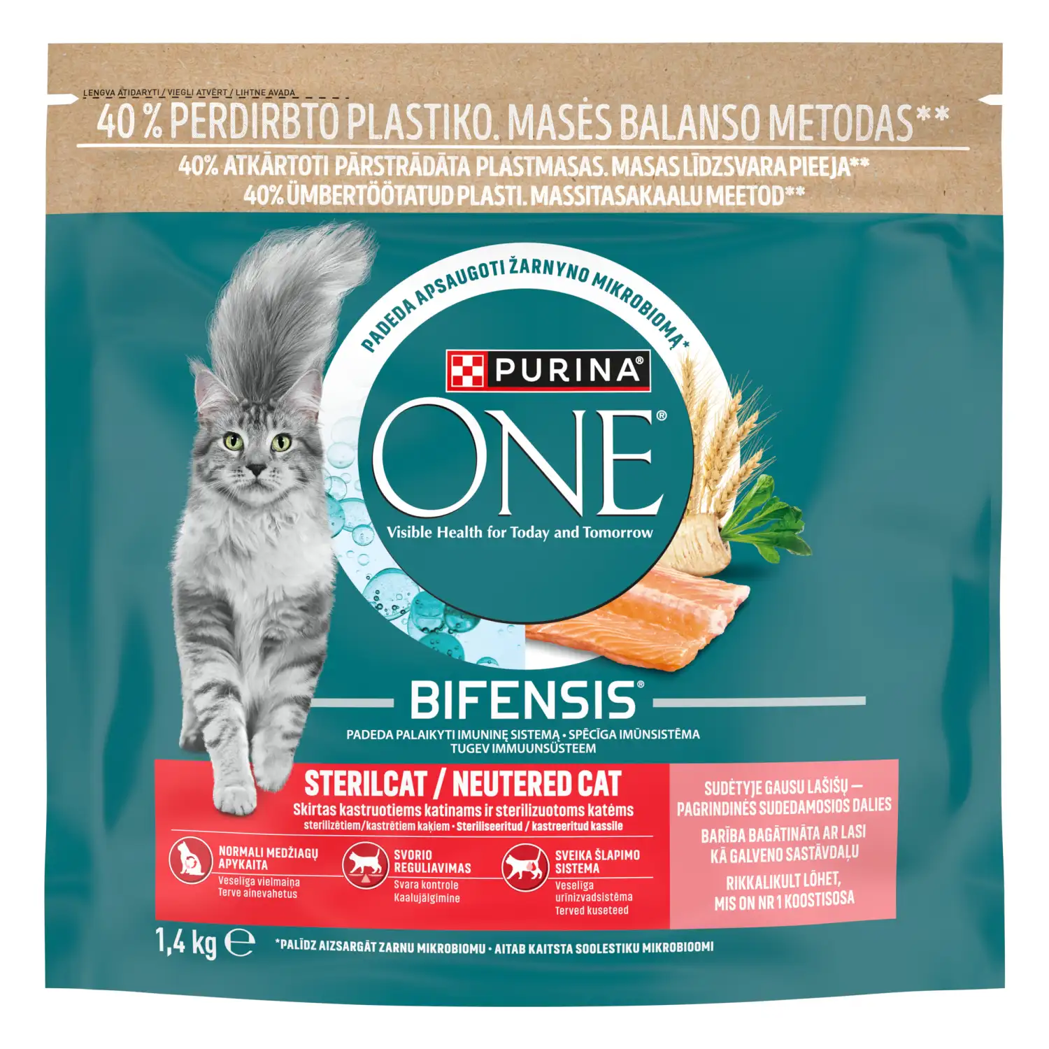 S. pašaras PURINA ONE katėms su lašiša, 1,4kg
