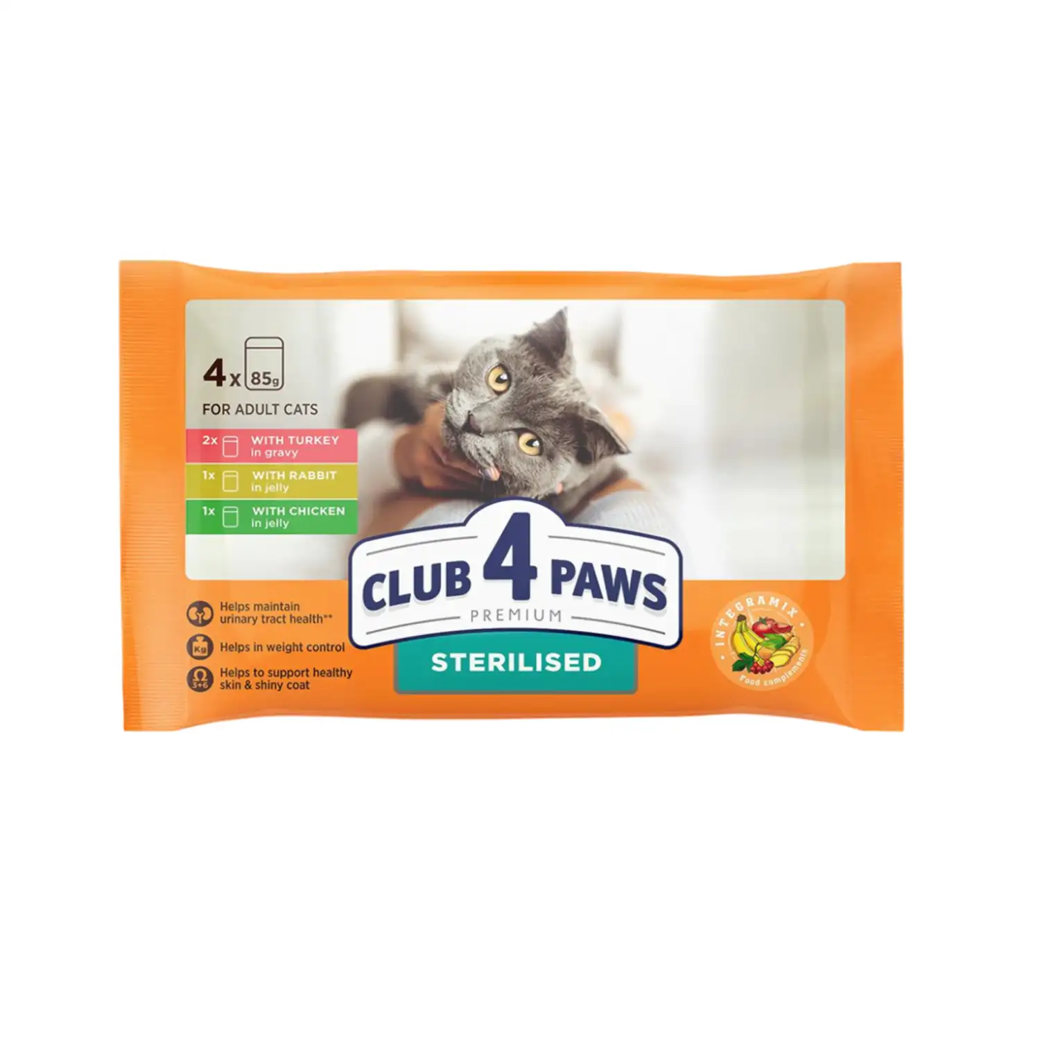 Sl.kaķu bar.Club 4 Paws ar tīt.,truša g.4x85g