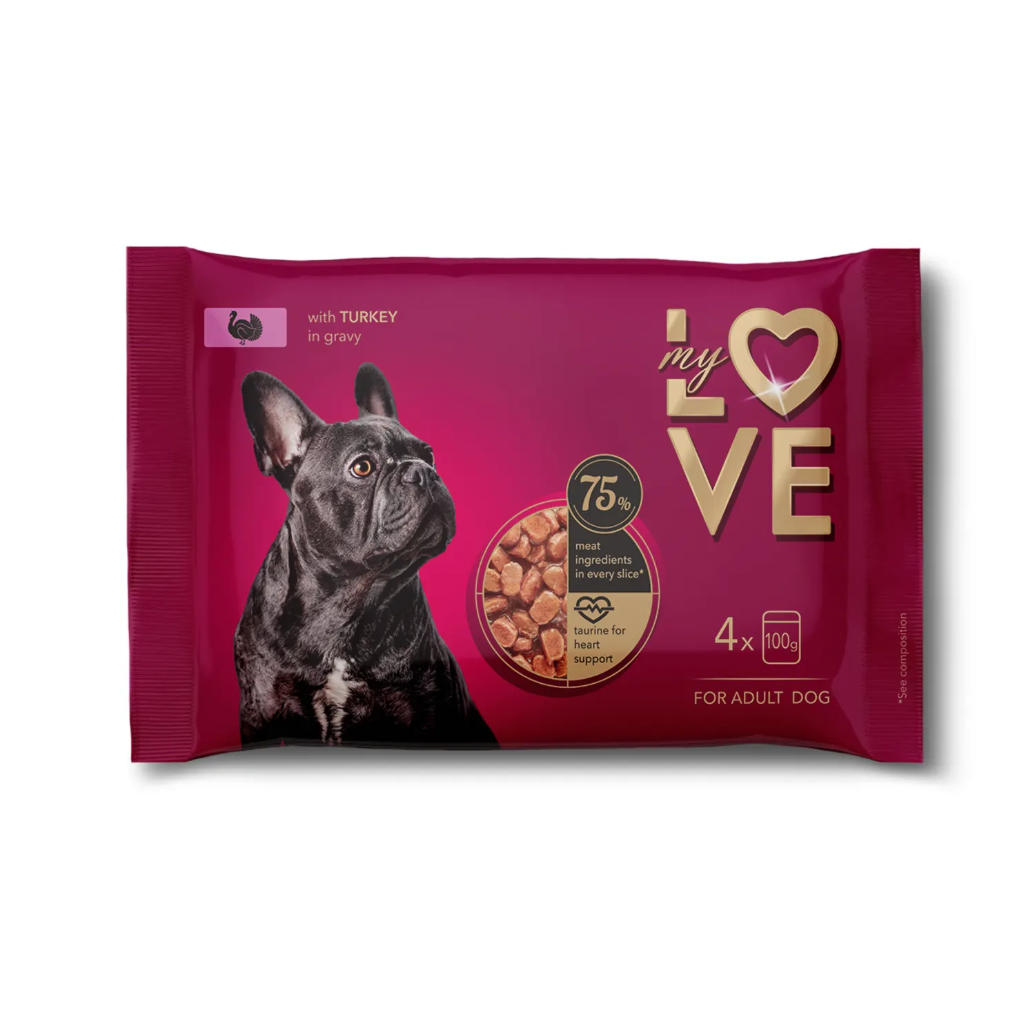 Koeratoit kalkuniga My Love 4x100g