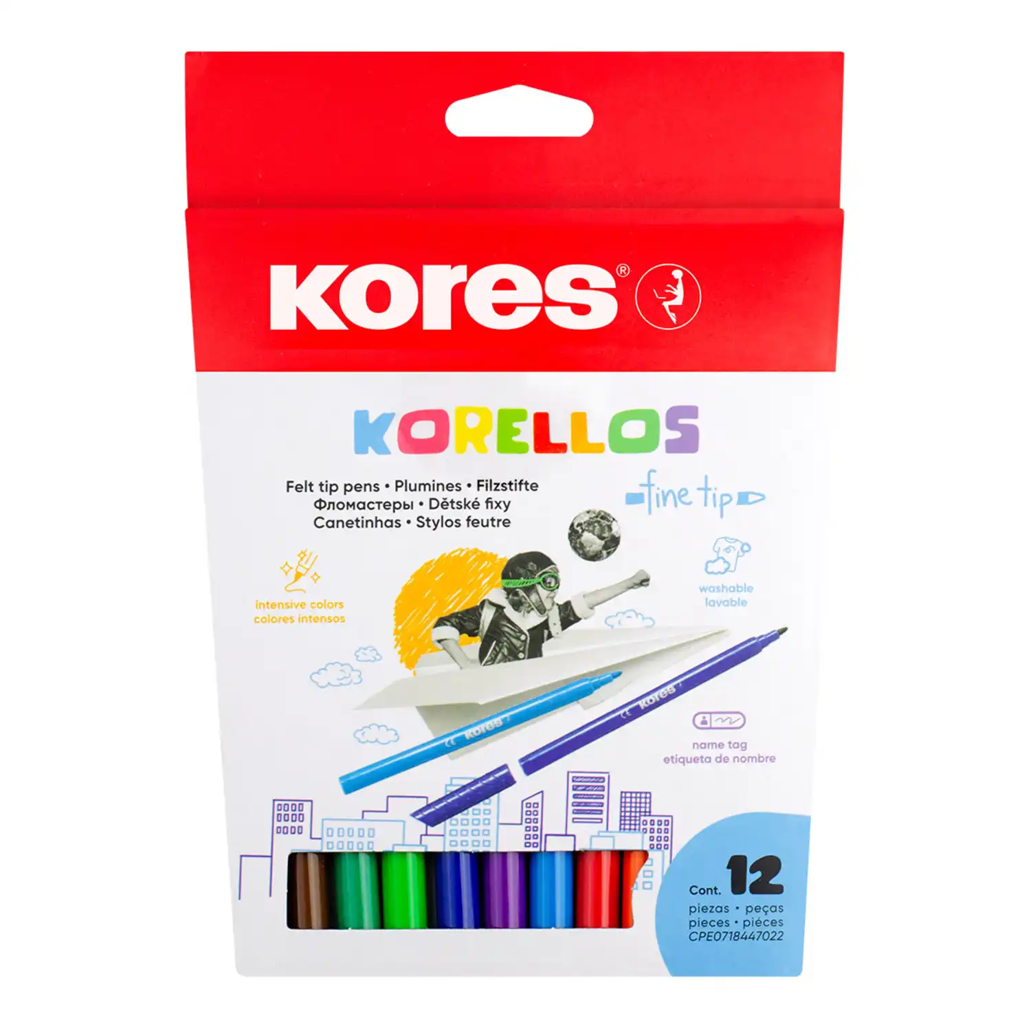 Flomaster. KORES KOLORES, 1 mm, 12 vnt.