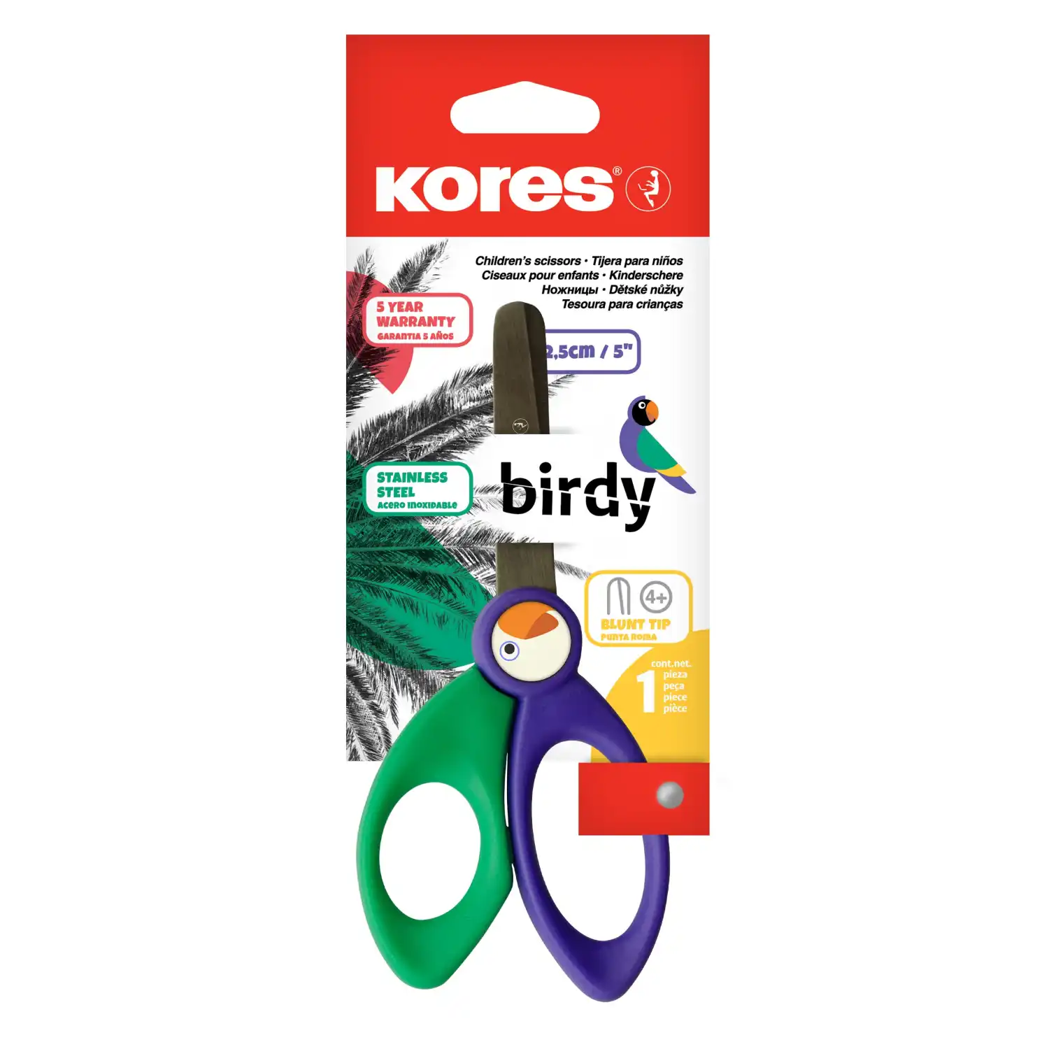 Žirklės vaikams KORES BIRDY, 12,5 cm