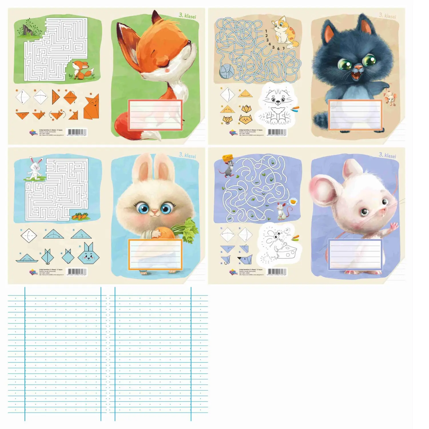 Burtnīca 17x24 12 lapas līniju 3 klasei