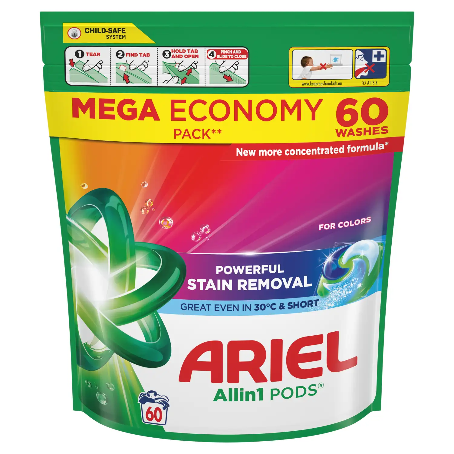 Pesukapslid Ariel Color 60tk