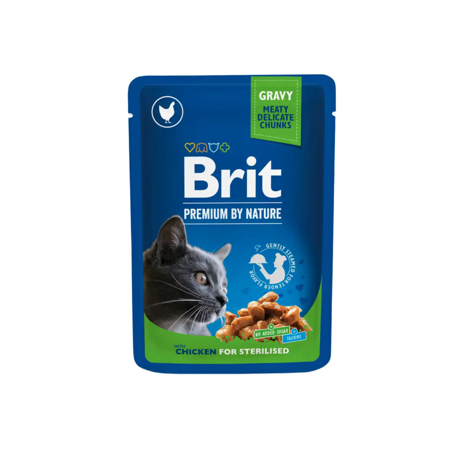 Kačių ėd. BRIT PREMIUM STERIL. višt. 100 g