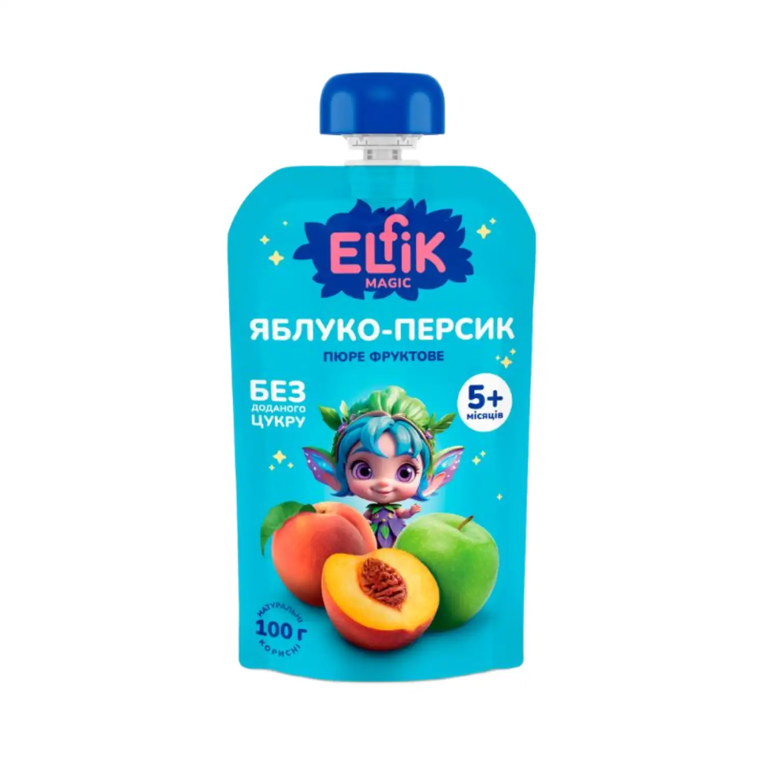 Ābolu un persiku biezenis Elfik 5mēn. 100g
