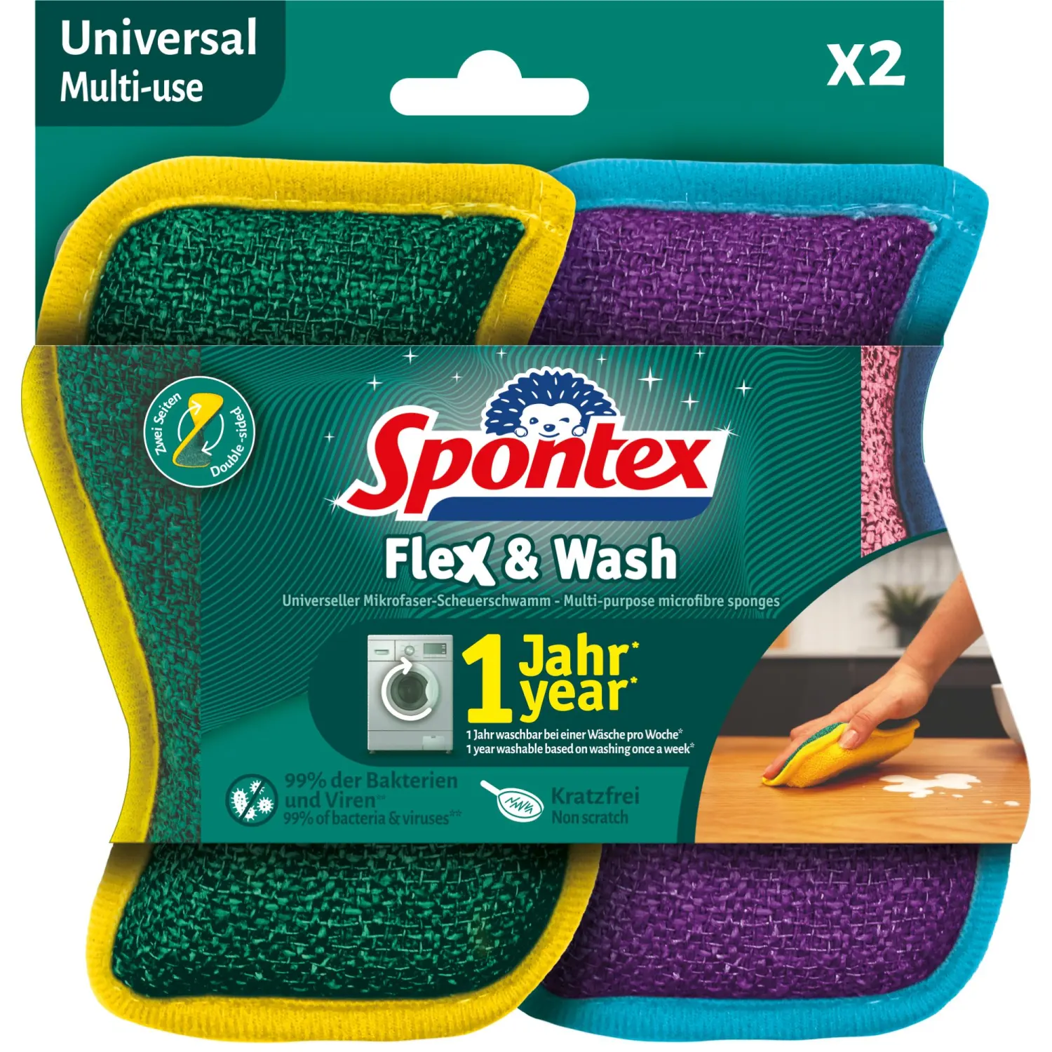 Dvipusės kempinėlės SPONTEX, 2 vnt., AW26