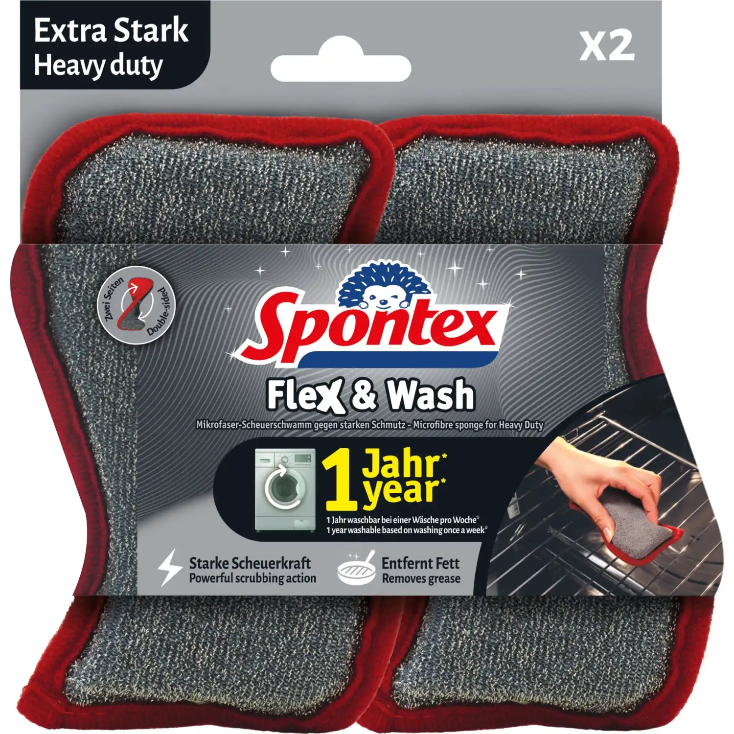 Dvipusės kempinėlės SPONTEX, 2 vnt., AW26