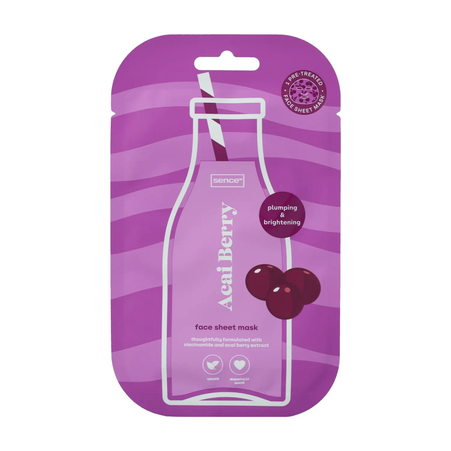 Veido kaukė SENCE, su acai uogų ekst., 20 ml