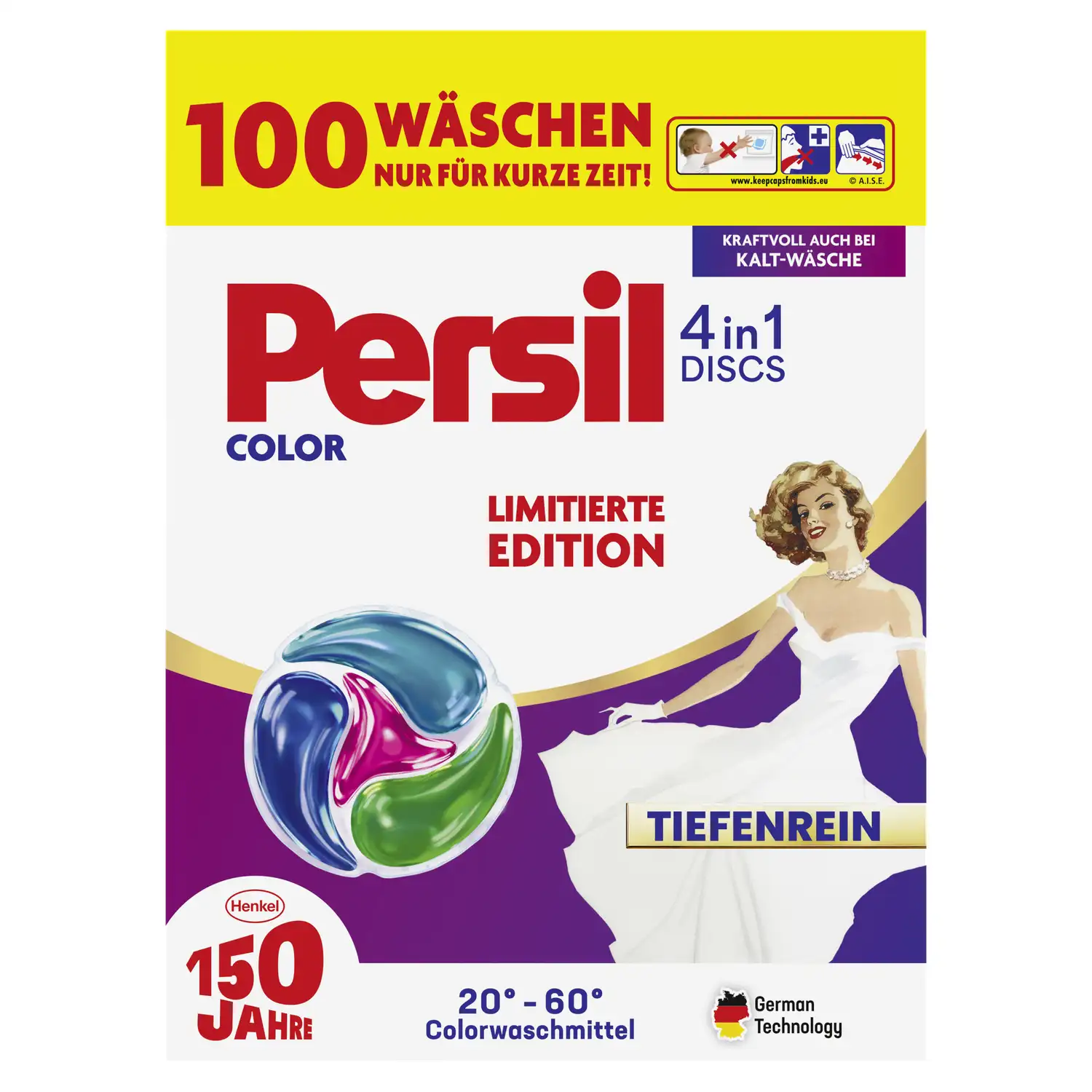Skalbimo kapsulės PERSIL COLOR DISCS, 100 sk.