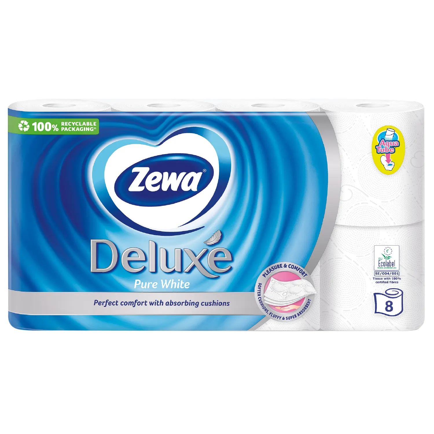 Tual. papīrs Zewa Deluxe Pure White 3sl., 8r.