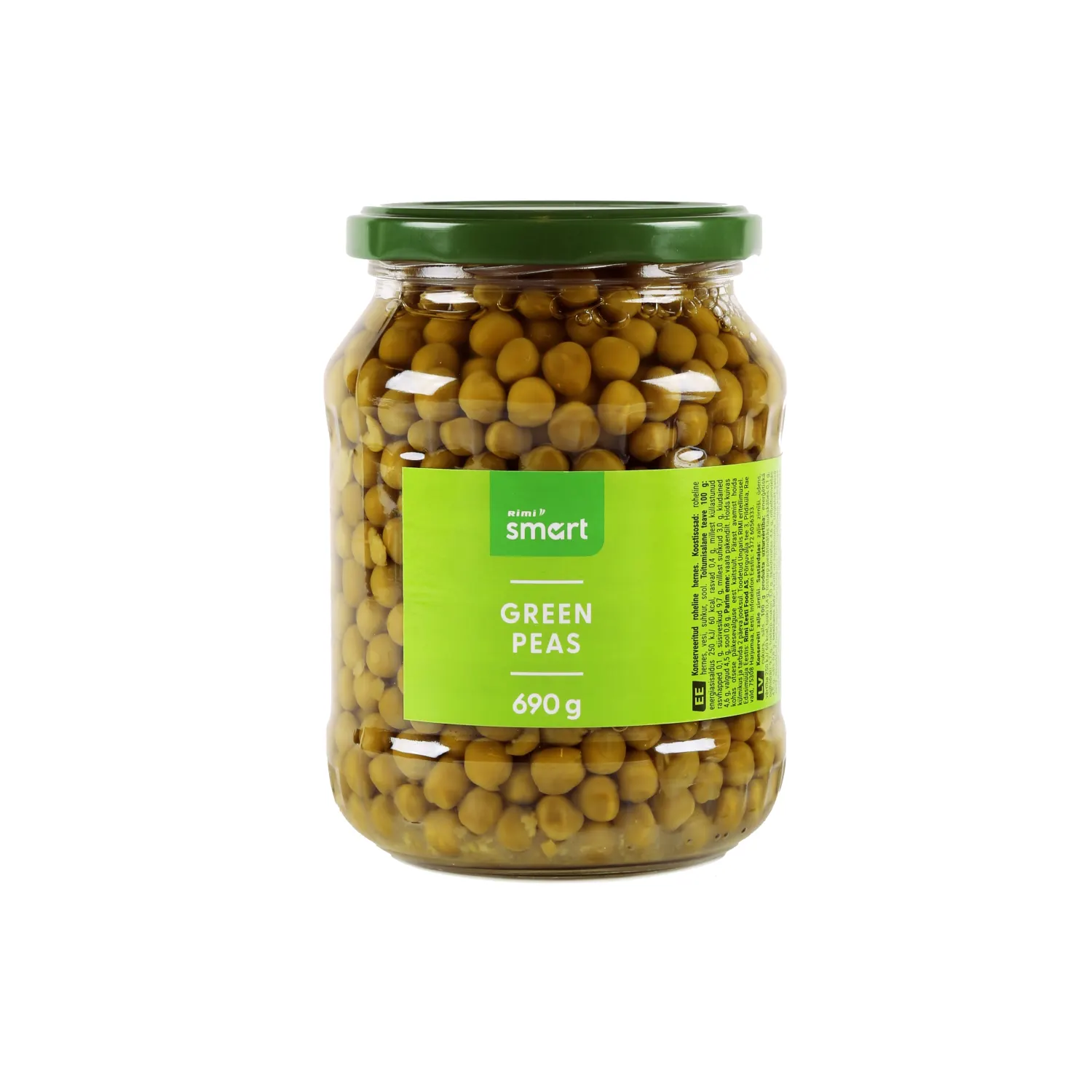 Kons. zaļie zirnīši Rimi Smart 690g/450g