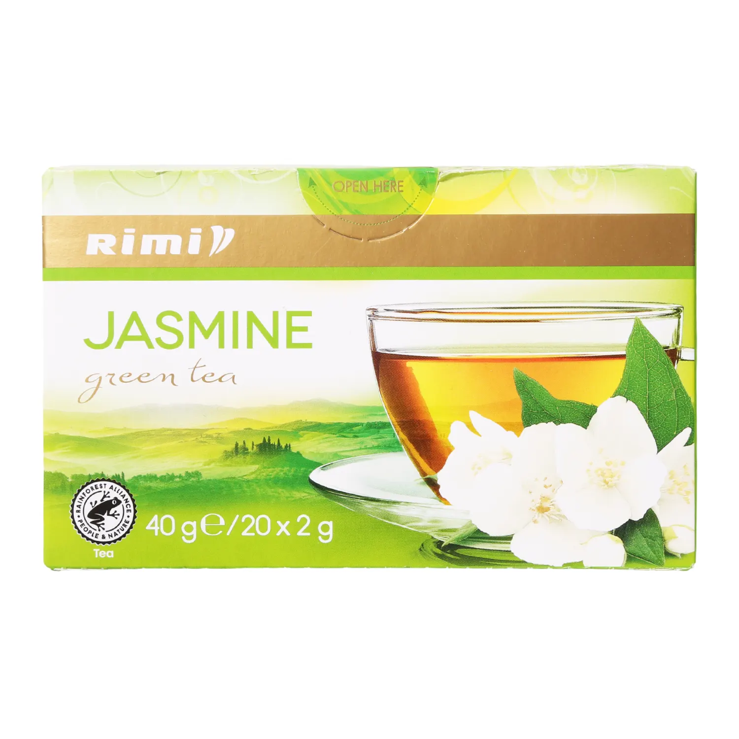 Zaļā tēja Rimi ar jasmīna ziediem 20x2g