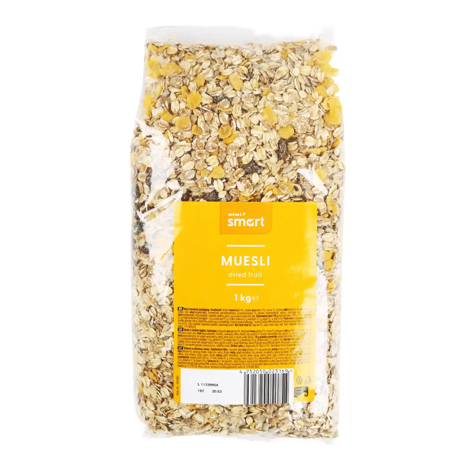 Müsli kuivat. puuviljad. Rimi Smart 1kg