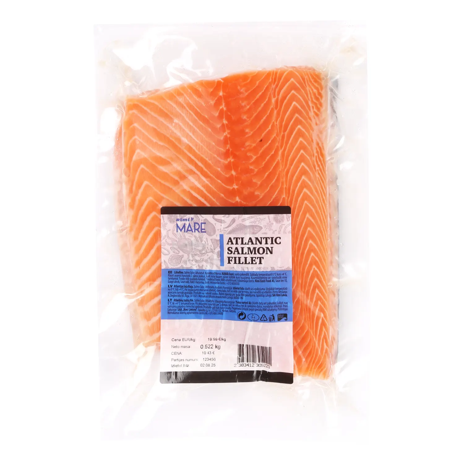 Atlantinių lašišų filė, fasuota, 1 kg