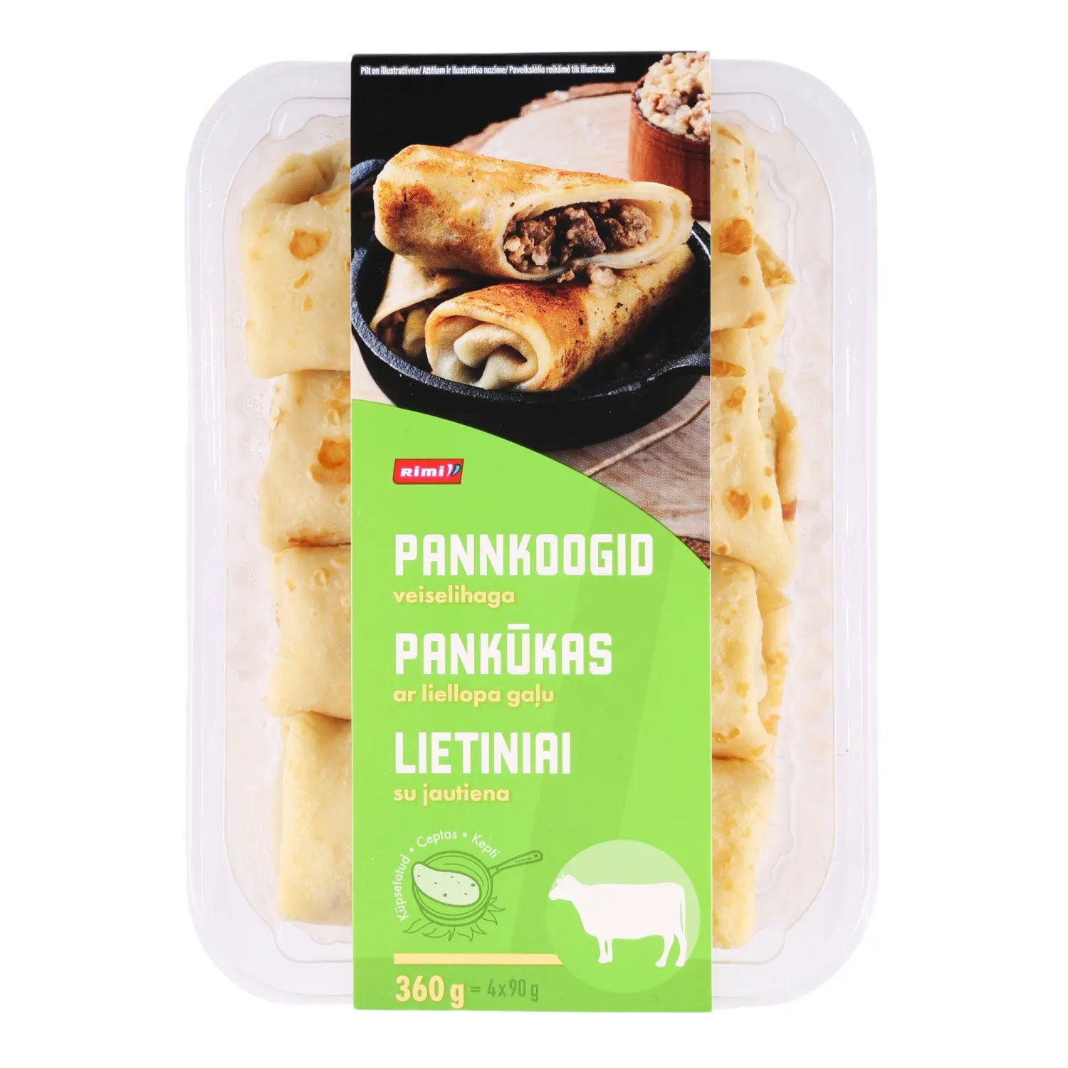 Pannkoogid Rimi veiselihaga 4x90g, 360g