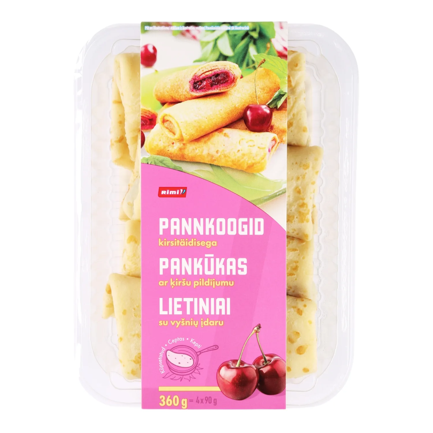 Pankūkas Rimi ar ķiršu pildījumu 4x90g, 360g
