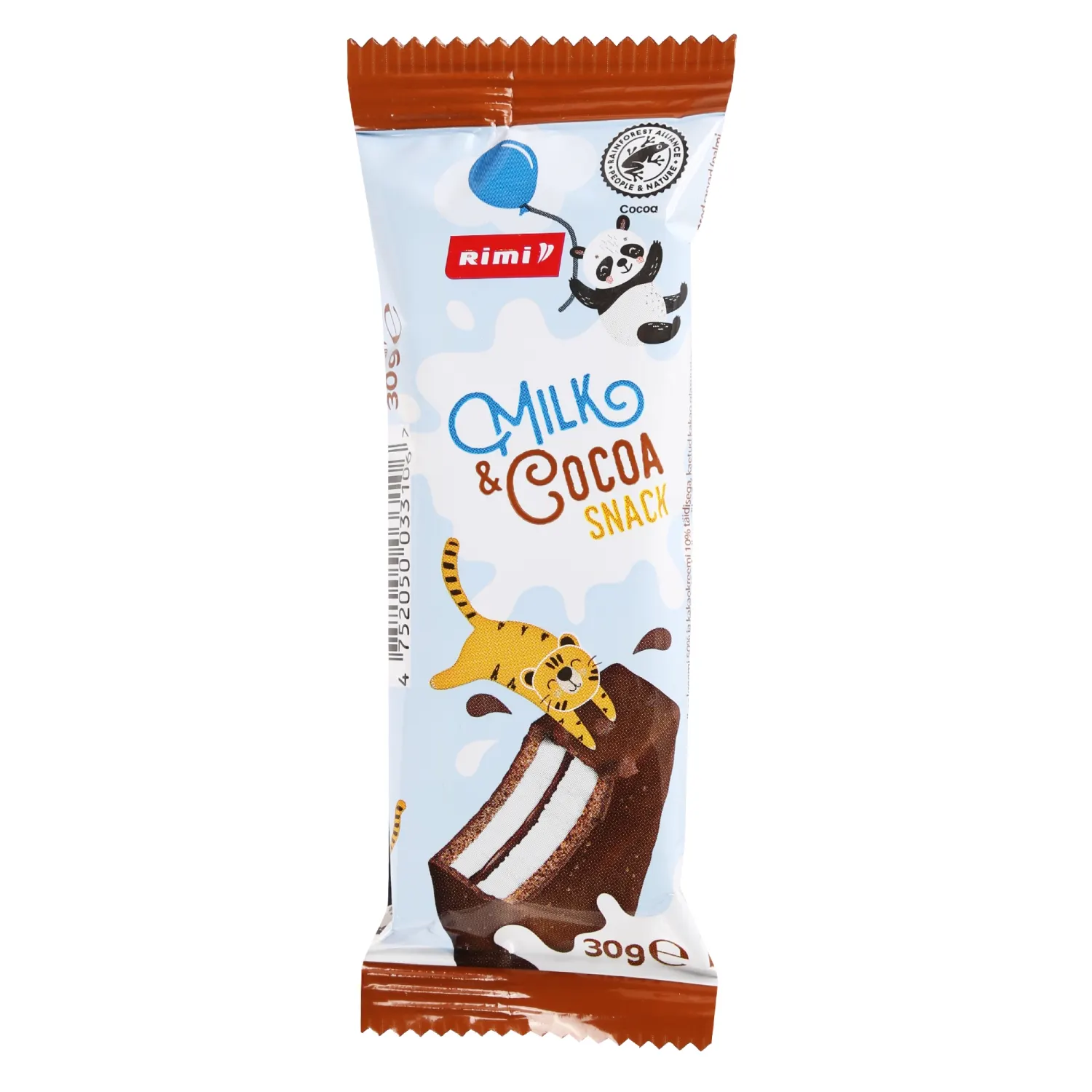 Batoniņš Rimi ar piena, kakao krēmu 30g