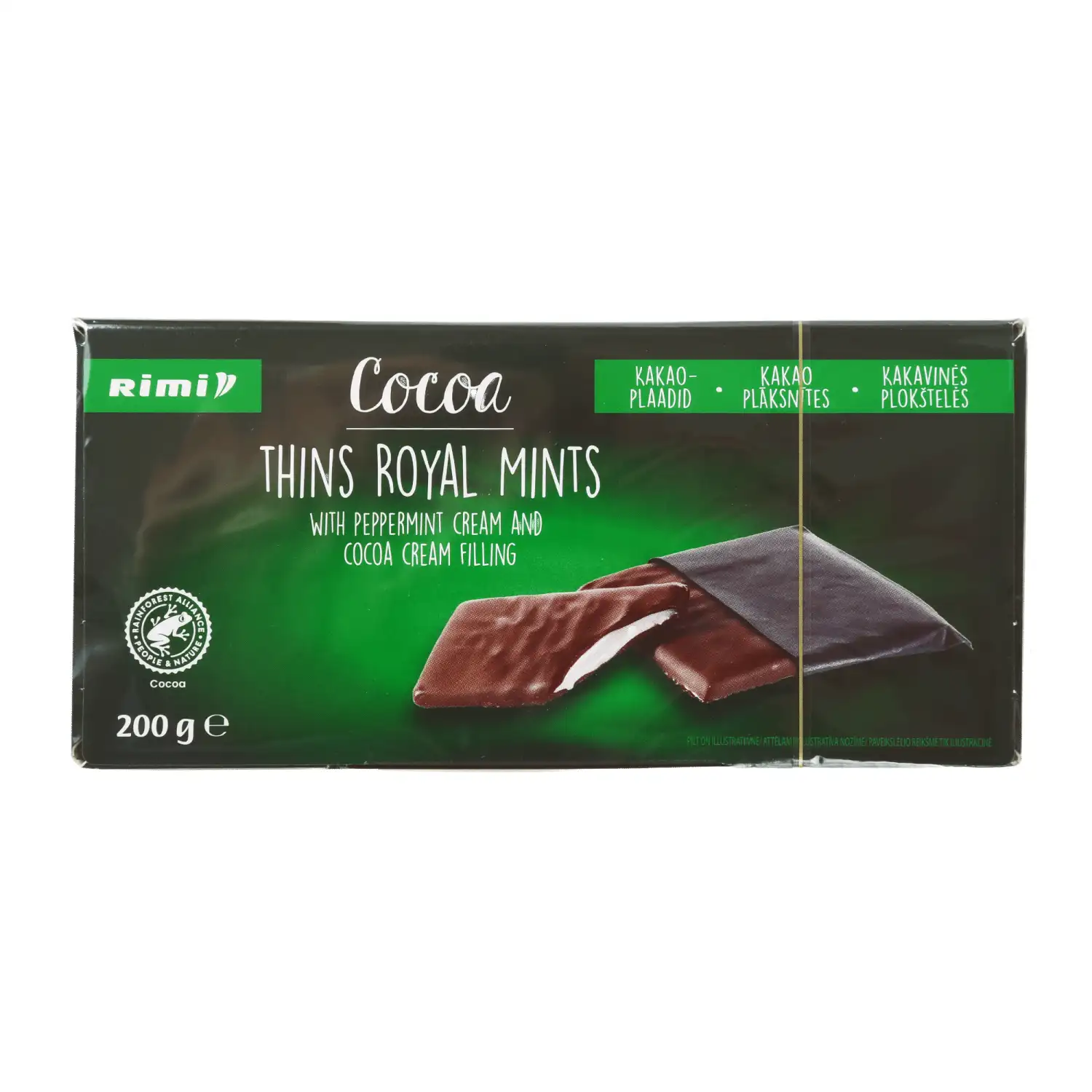 Tum. šok. piparm. täid. Royal mints Rimi 200g