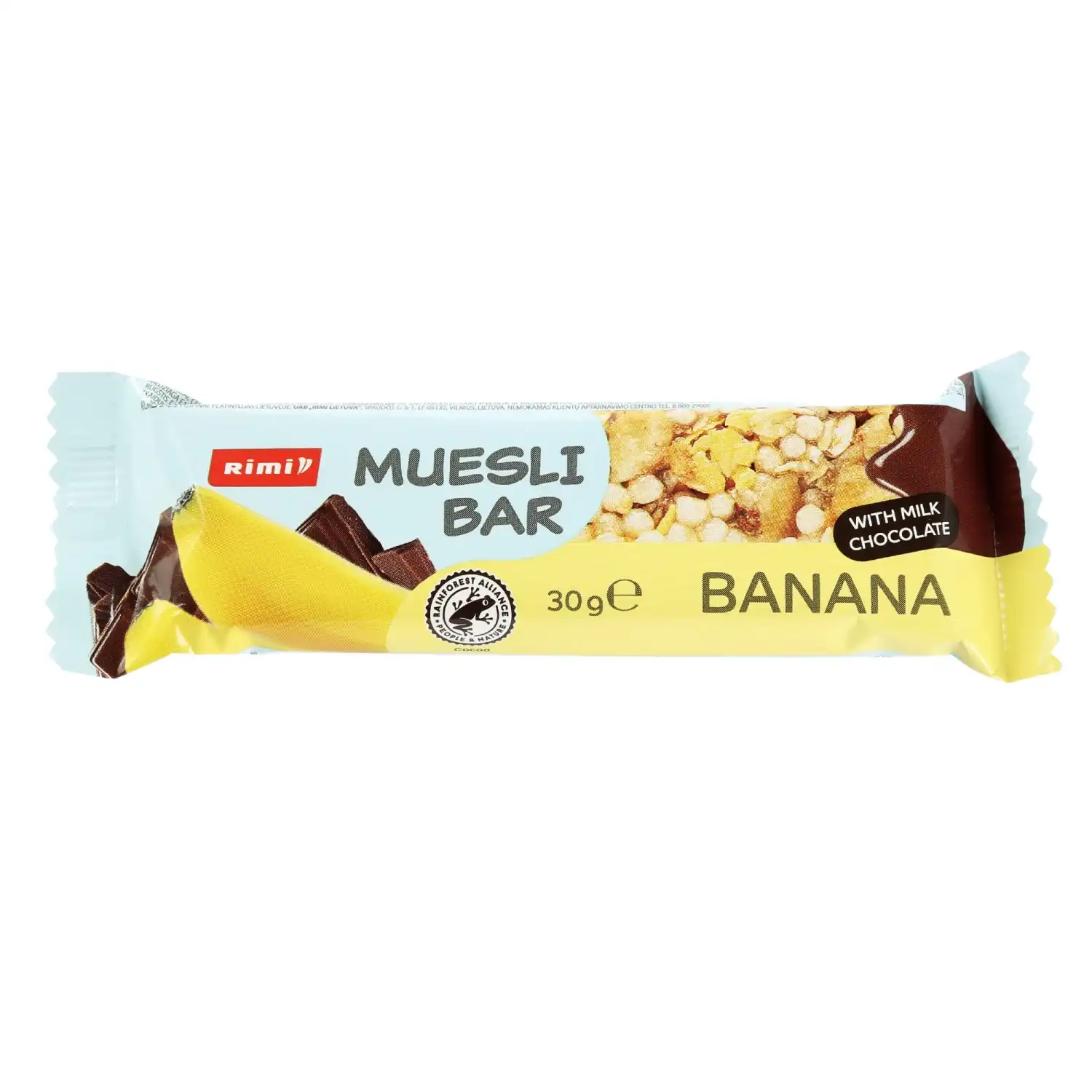 Javainių batonėlis su ban. p. šok. RIMI, 30 g