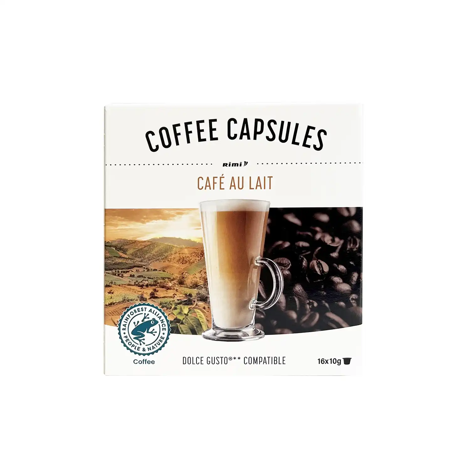 Kavos kapsulės RIMI CAFE AU LAIT, 16 x 10 g