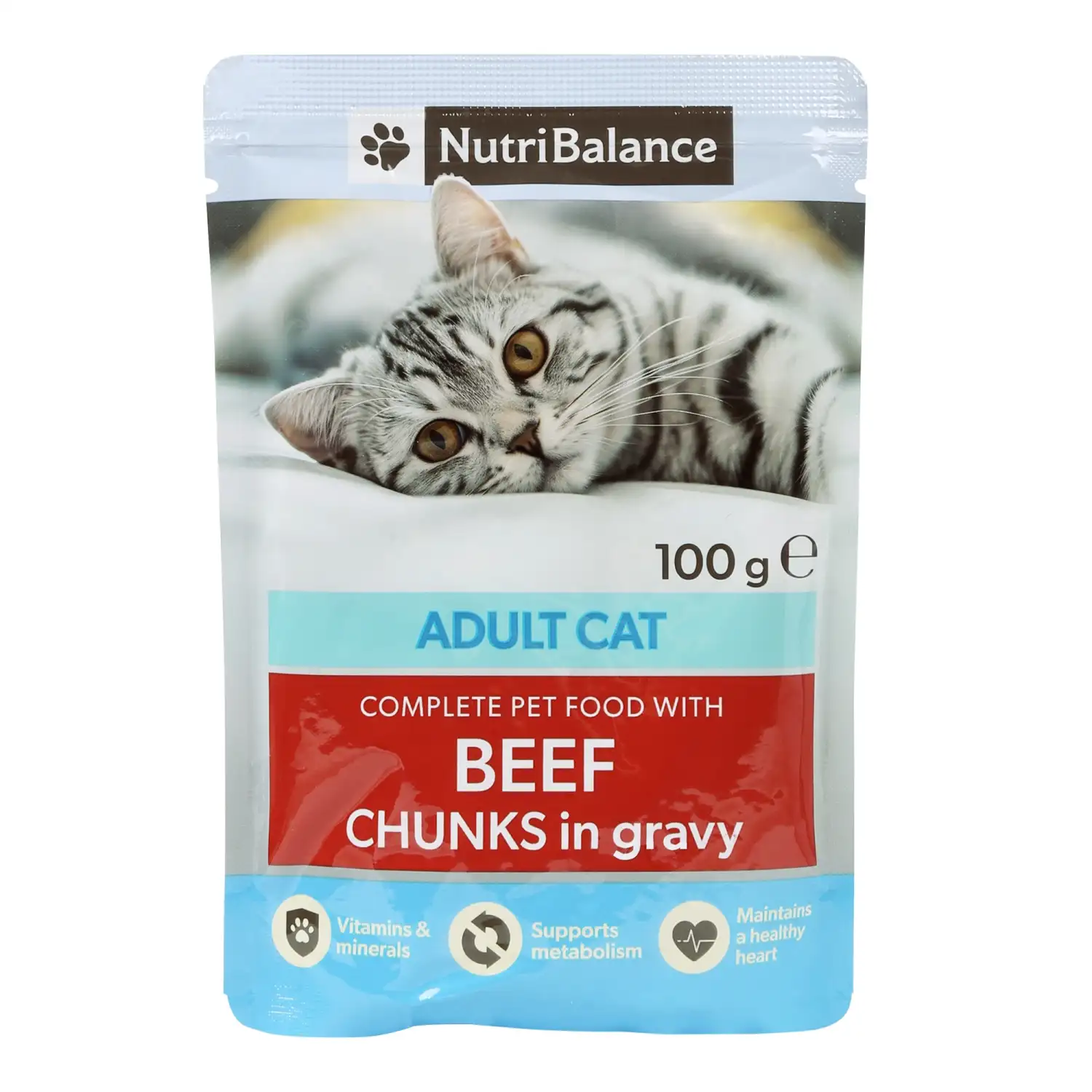 Kaķu barība Nutribalance ar liellopa g. 100g