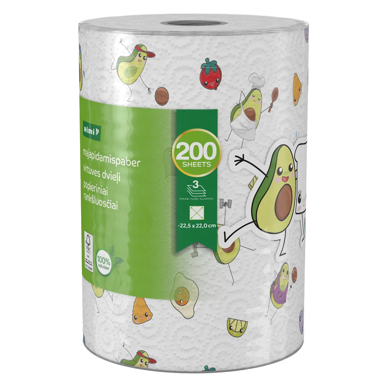 Virtuves dvieļi Rimi 3 slāņi 200 loksnes
