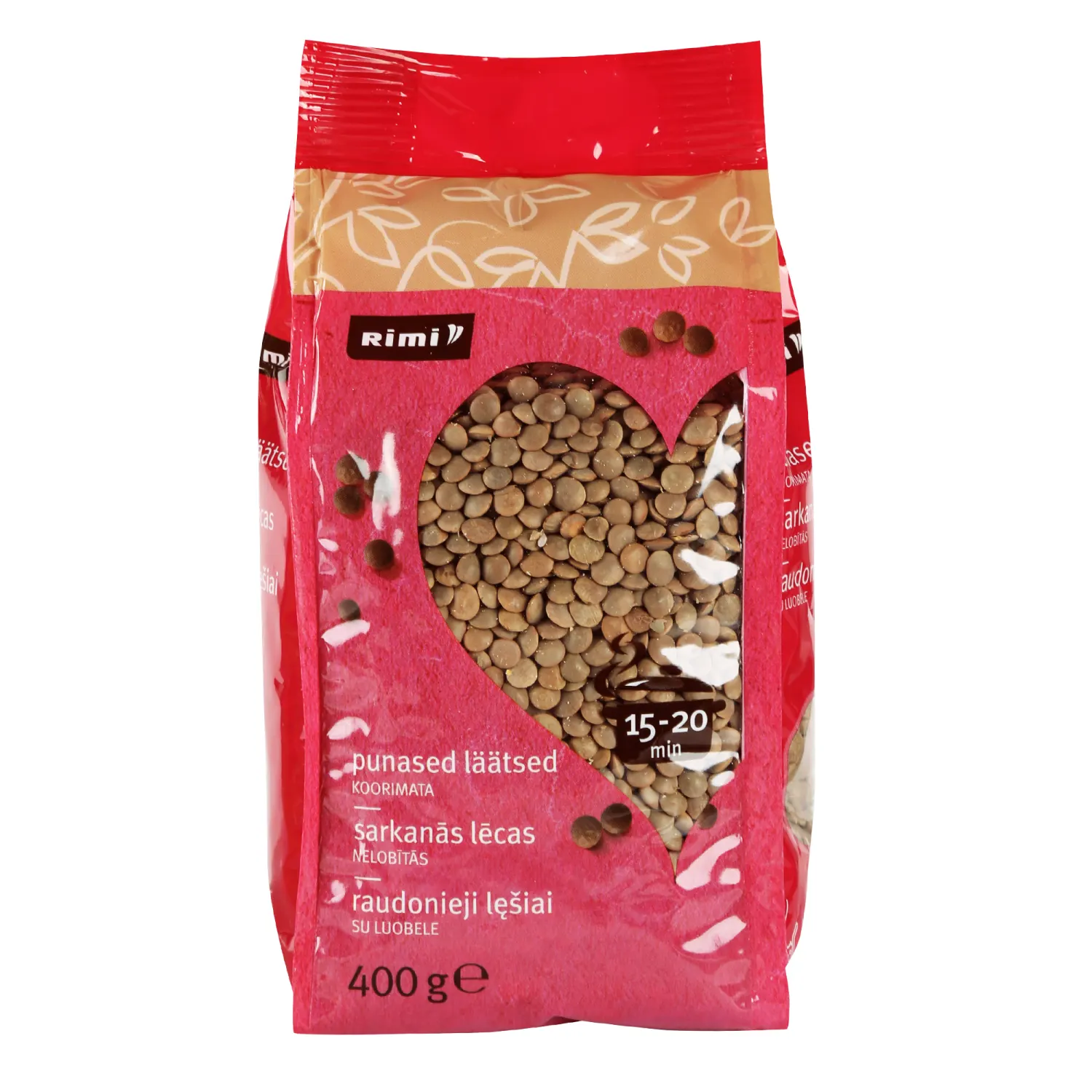 Punased läätsed, koorimata Rimi 400g