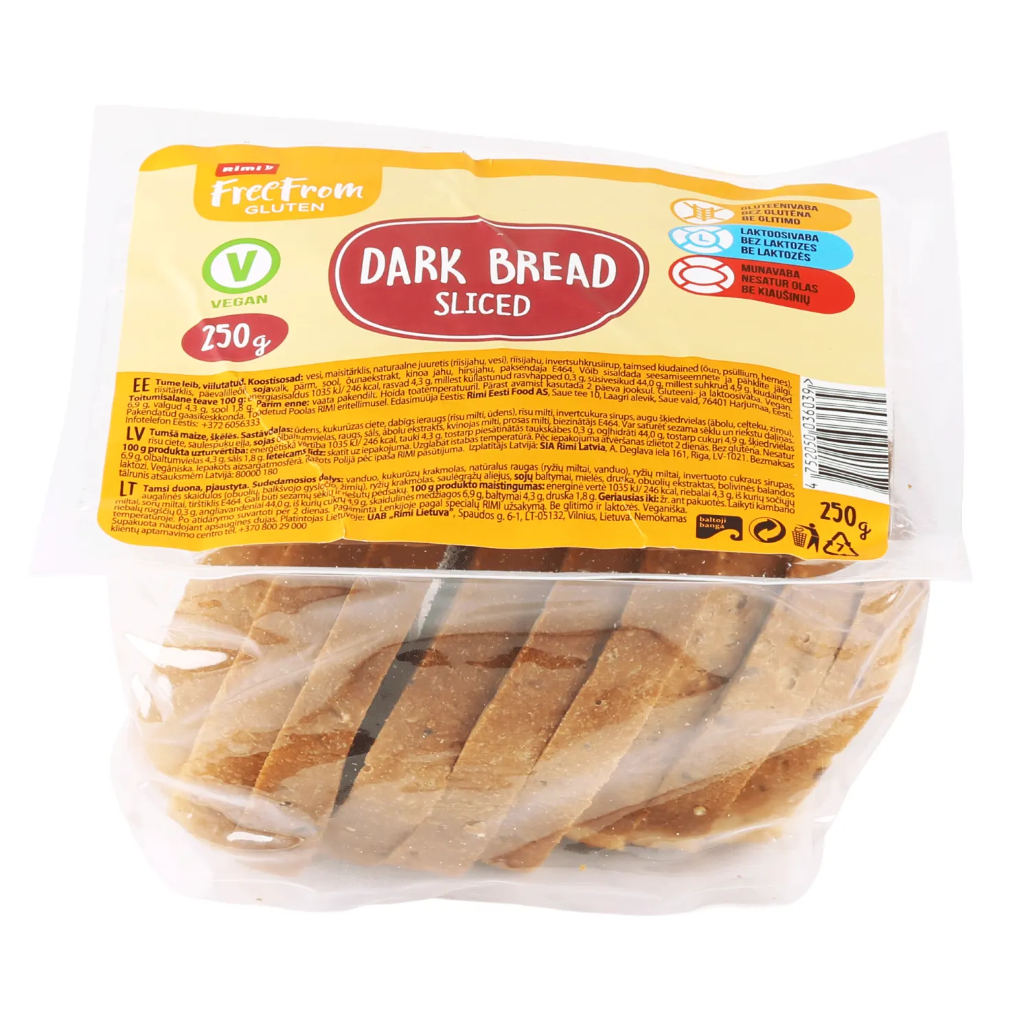 Tumšā maize Rimi Free From šķēlēs 250g