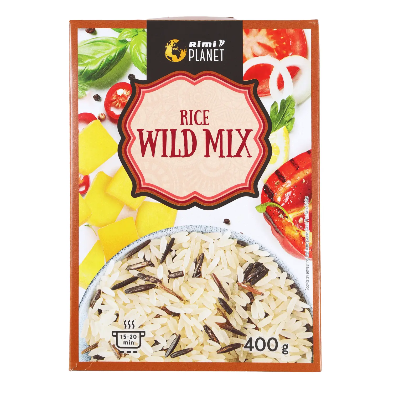 Tvaicētu, savvaļ. rīsu mais. Rimi Planet 400g