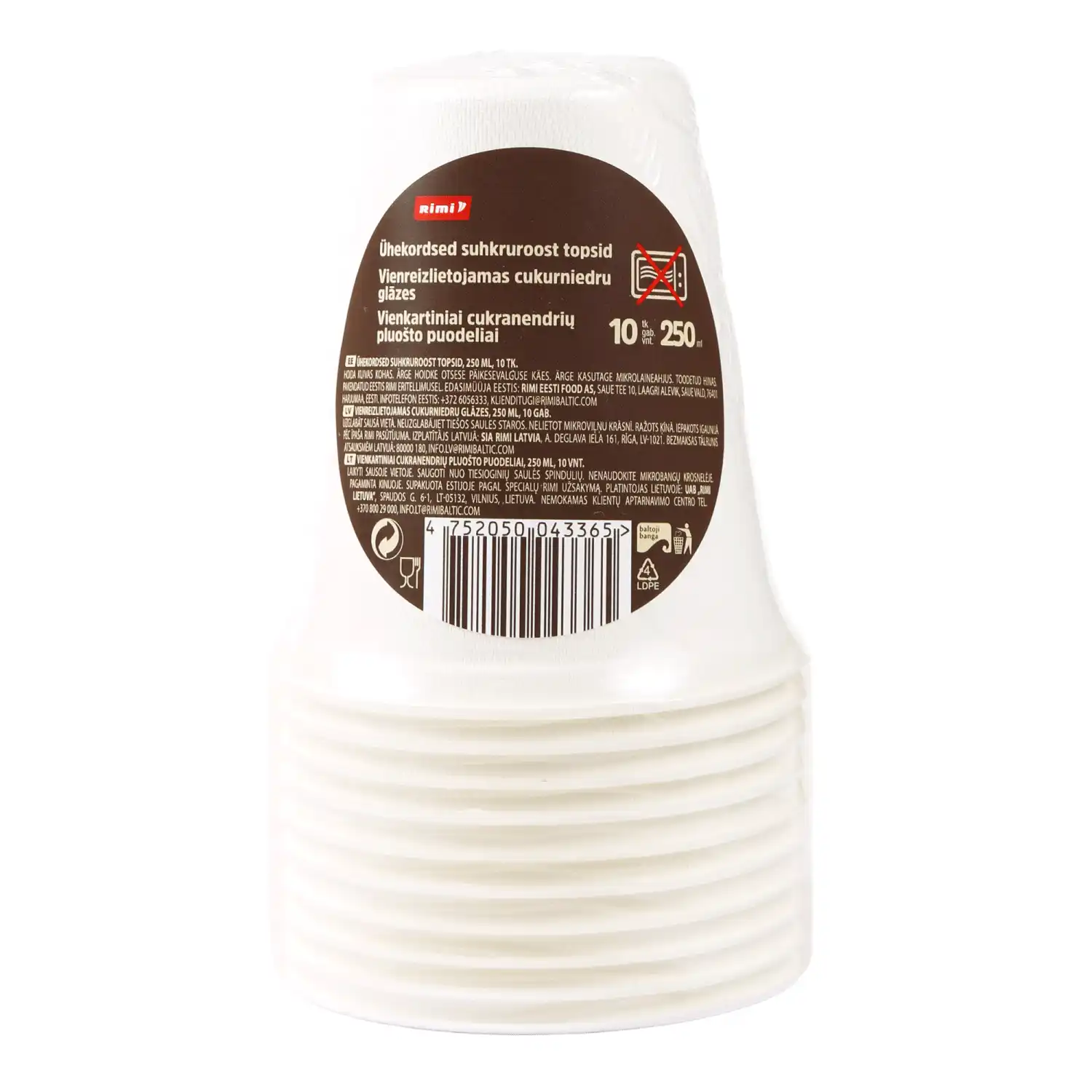 Ühekord. suhkrur. topsid Rimi 250ml 10tk