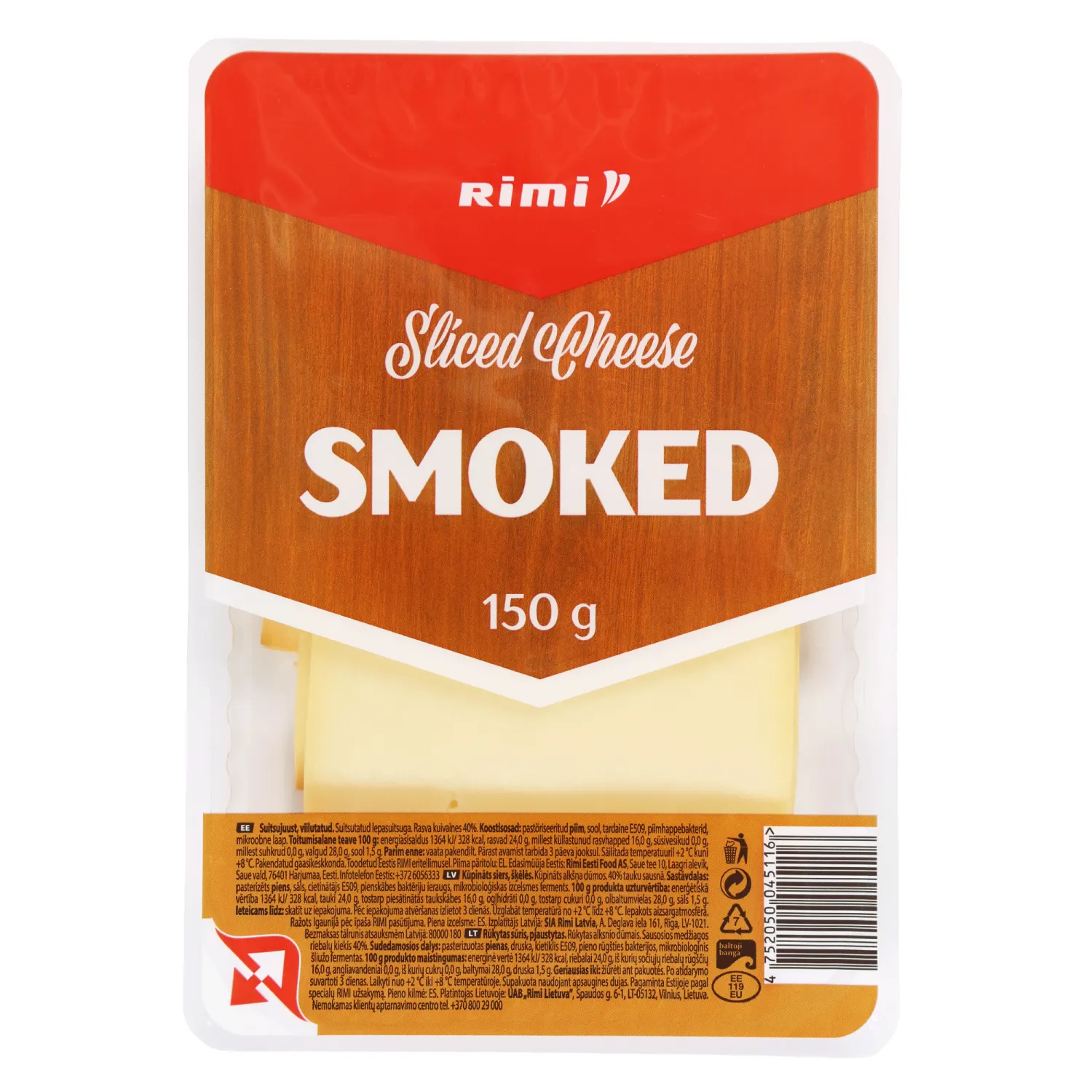 Rūkytas sūris RIMI, 40 %, pjaustytas, 150 g
