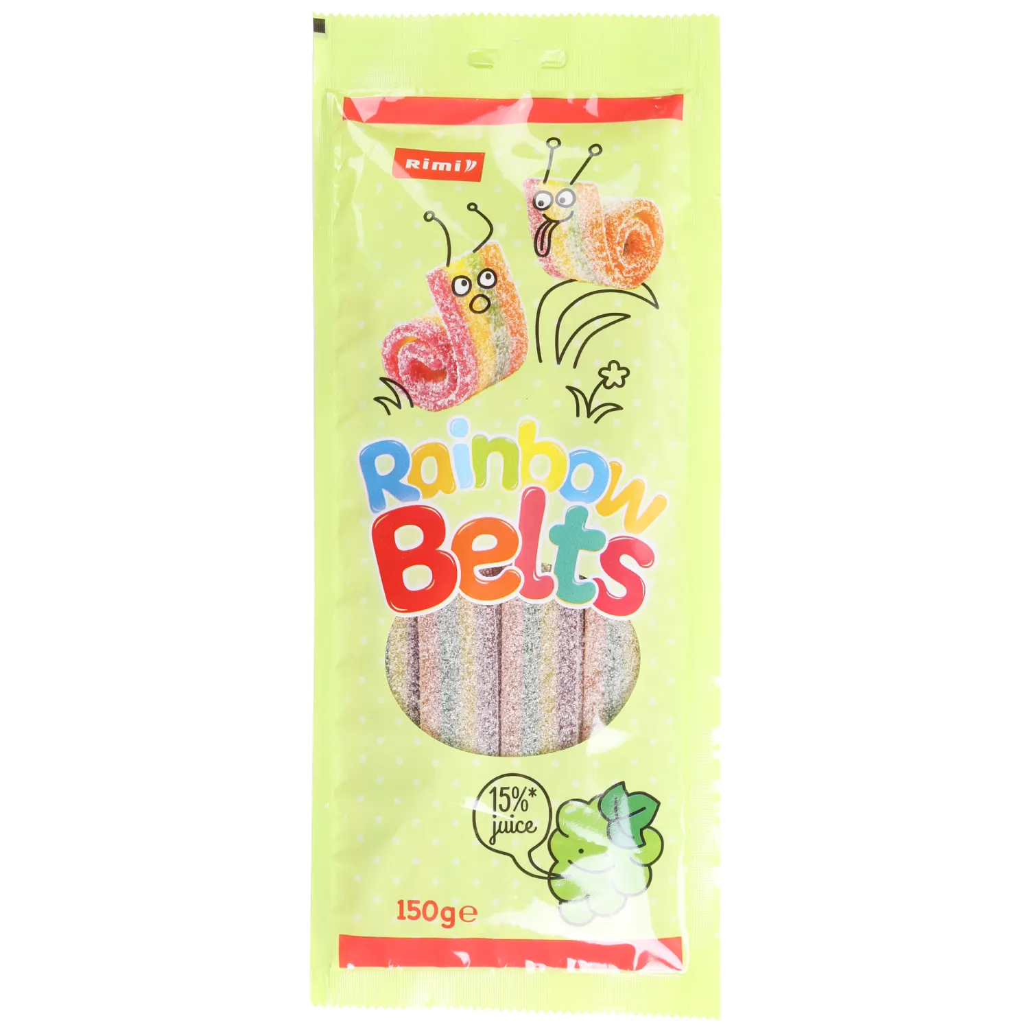 Kummikommid hapud Rainbow belts Rimi 150g