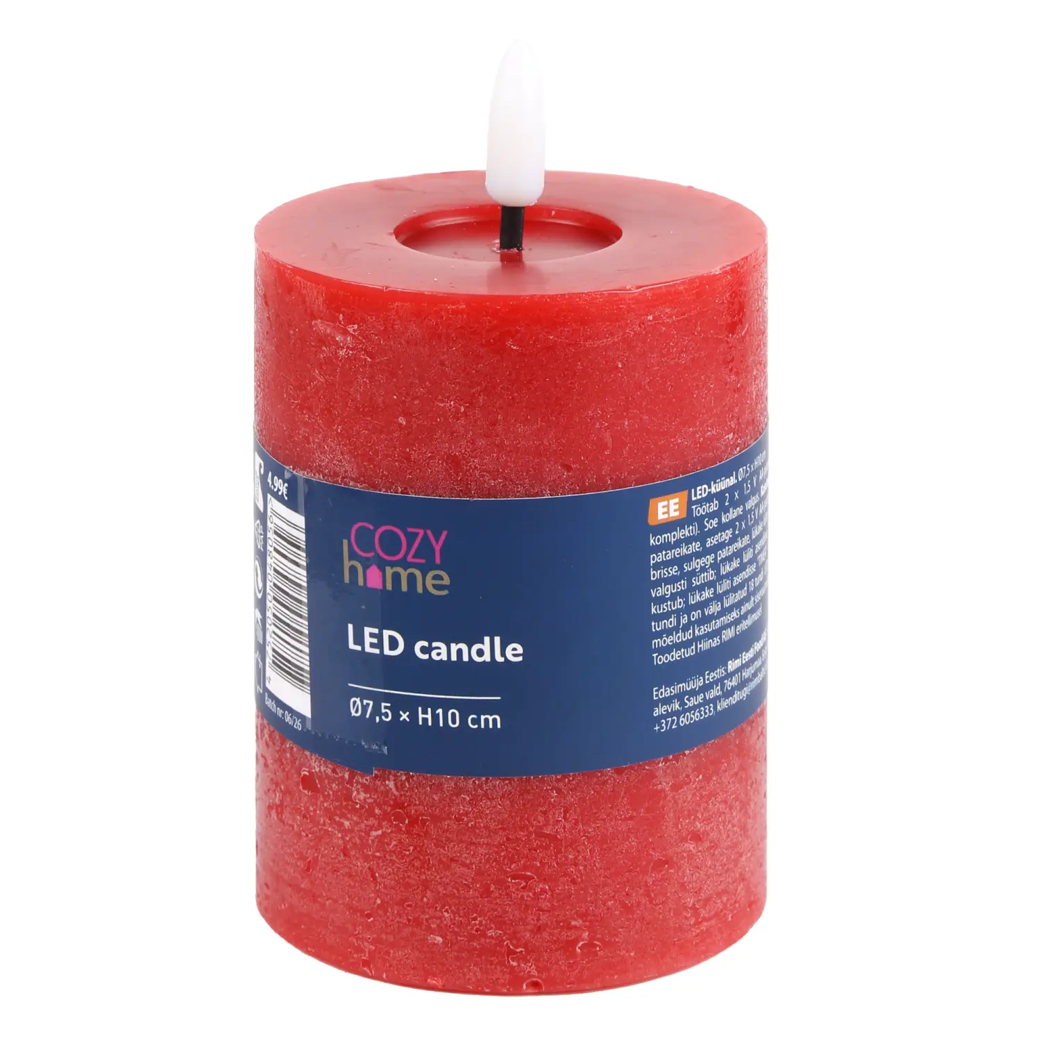 LED žvakė COZY HOME, 10 cm, raud., AW26