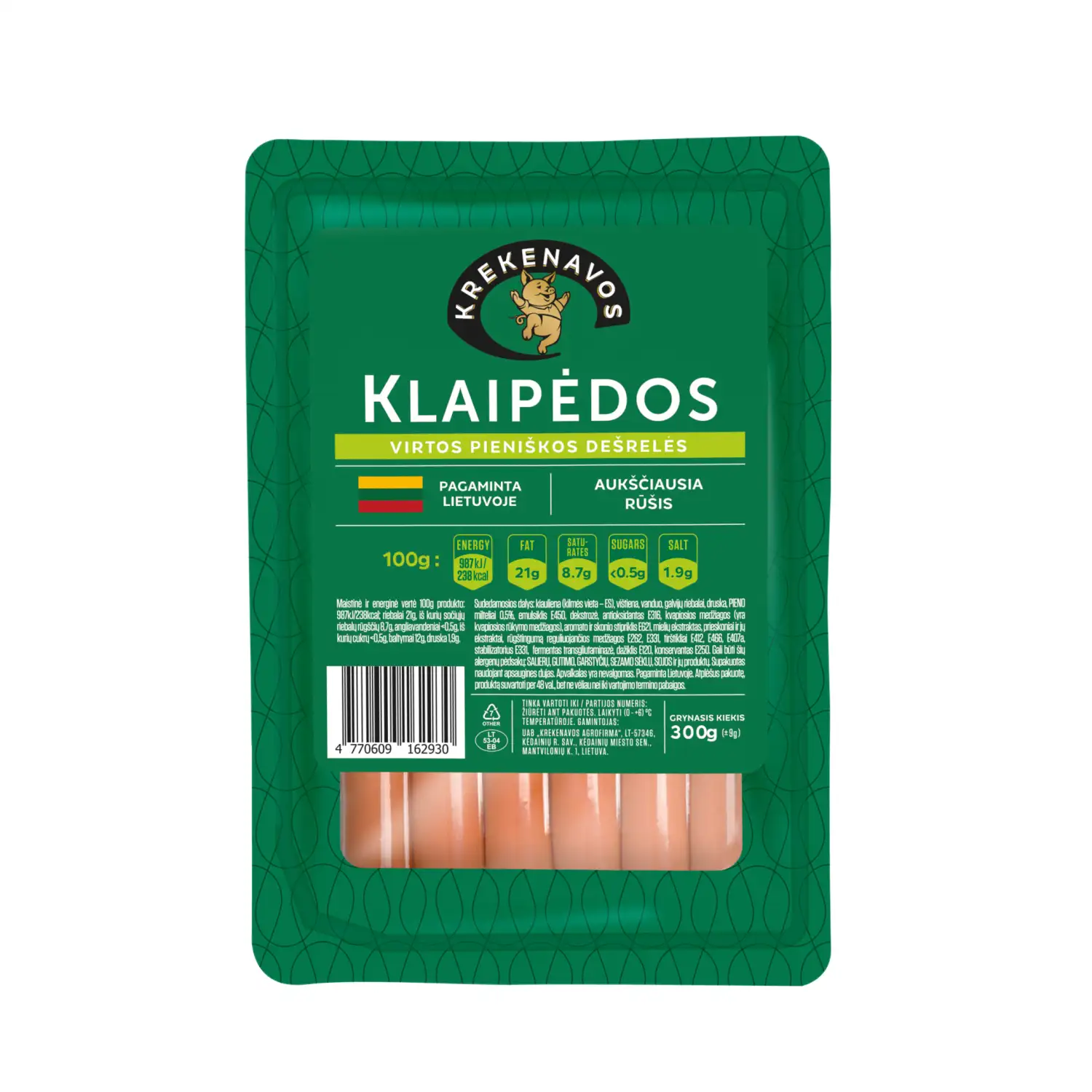 Virtos KLAIPĖDOS pien. dešrelės, a.r., 300g