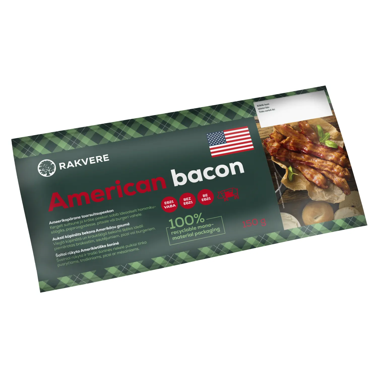 Bekons amerikāņu gaumē a/k šķēlēs 150g