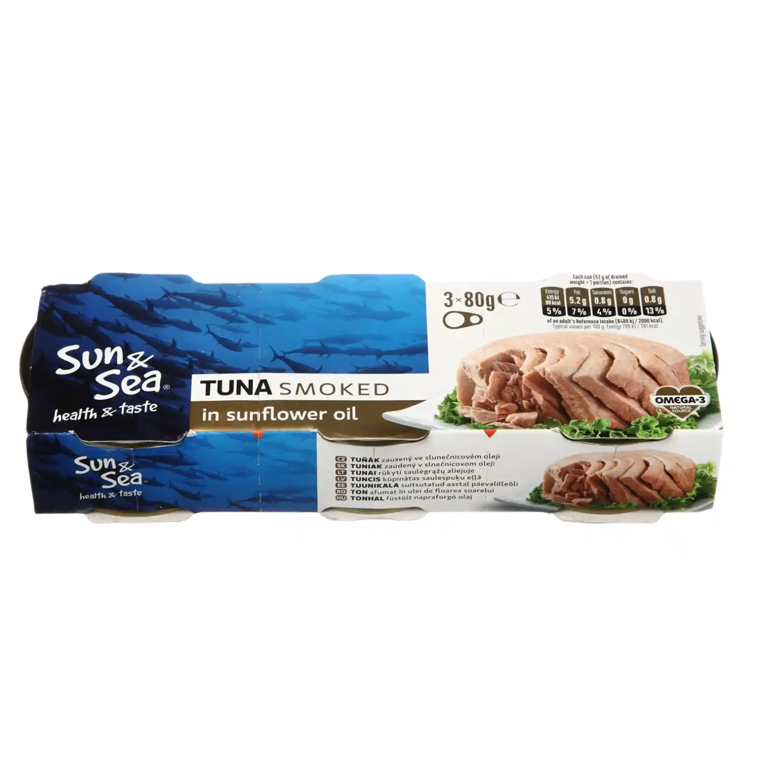 Rūk. tunas saulėgrąžų aliejuje SUN&SEA, 3x80g
