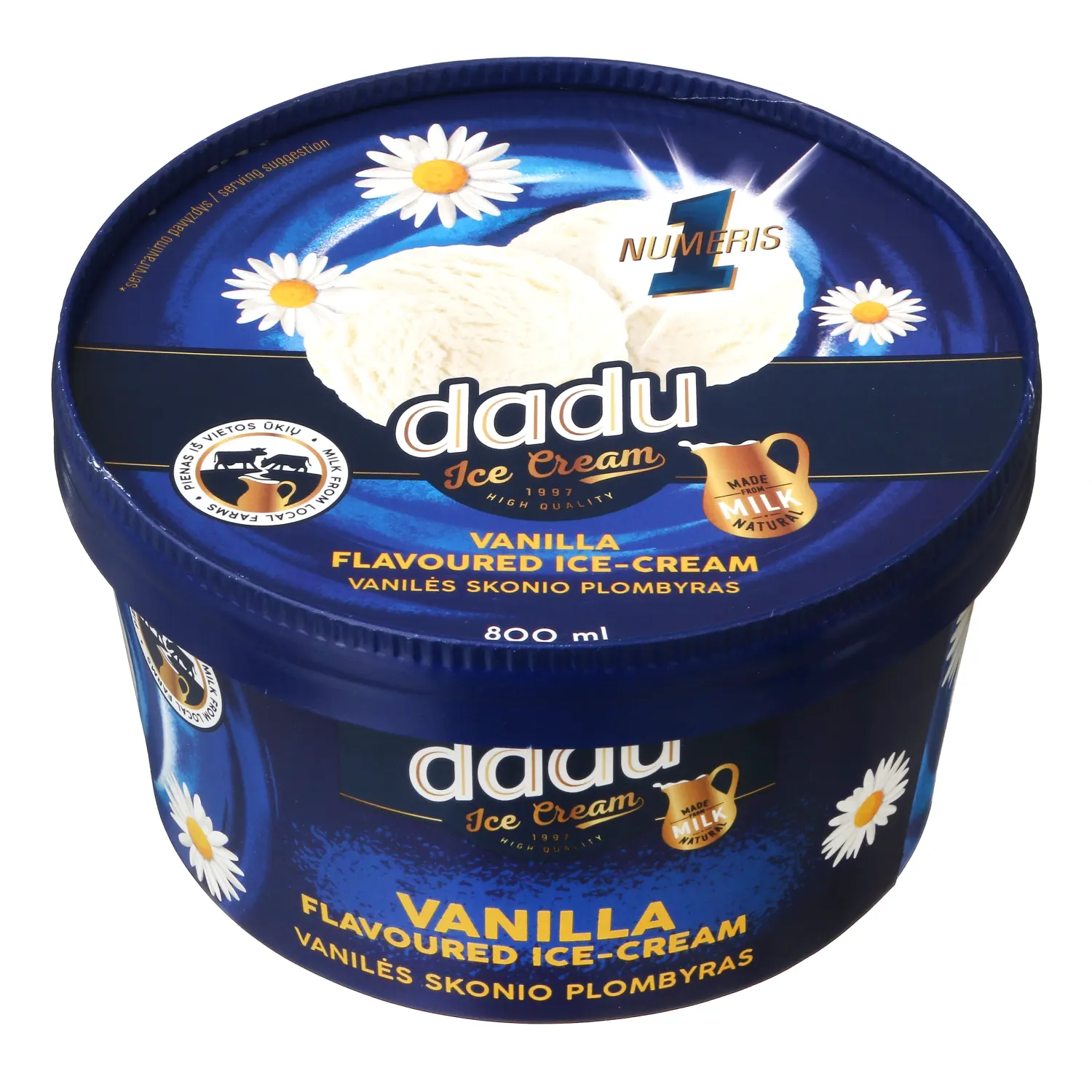 Vanilės skonio valgom. ledai DADU, 800ml/412g