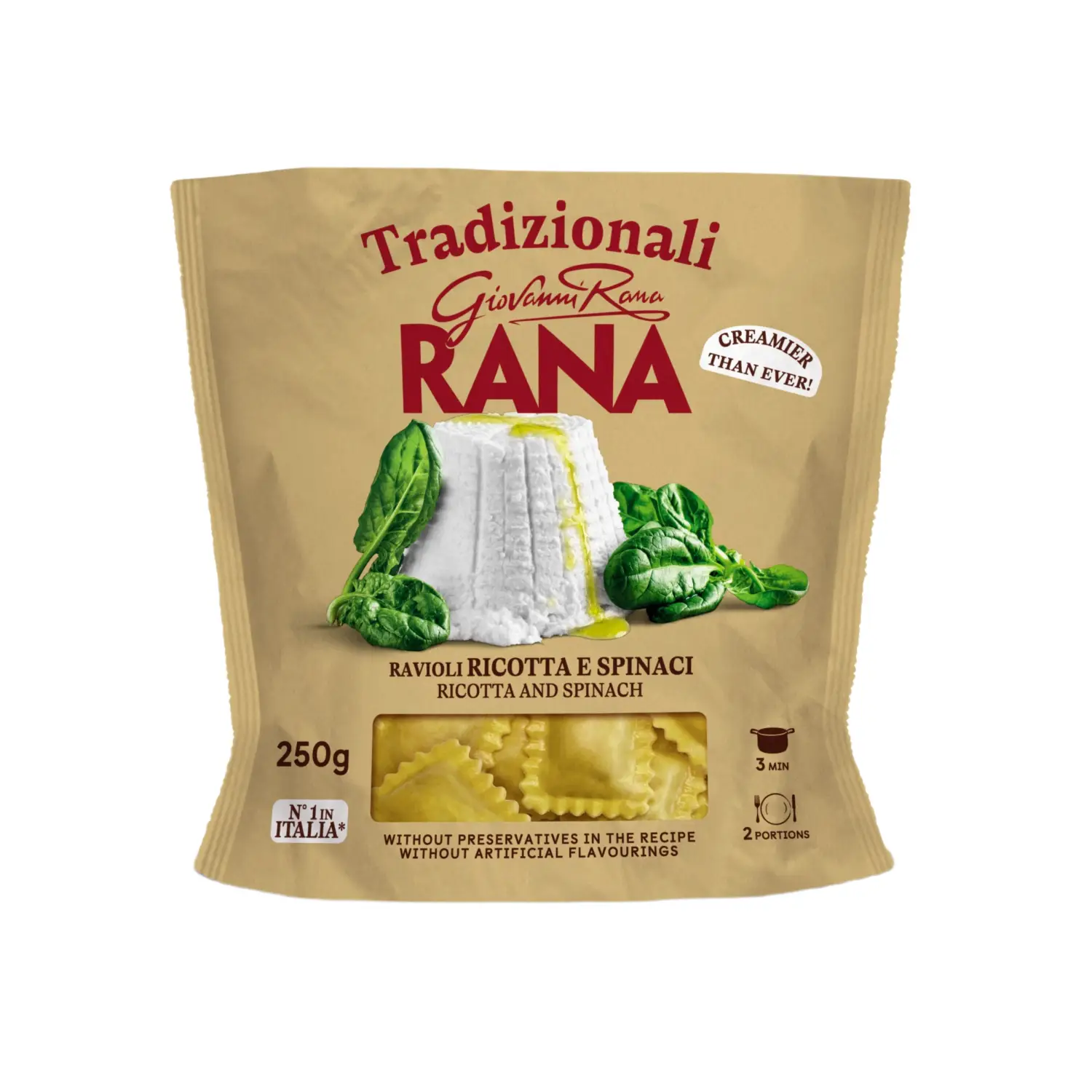 Ravioliai su rikotos sūriu, špin.,RANA,  250g