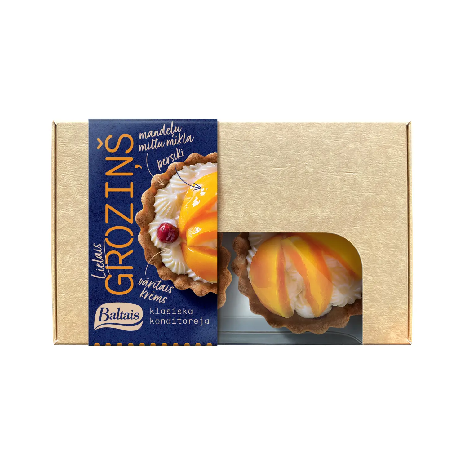 Groziņi ar vārīto krēmu un persikiem 200g