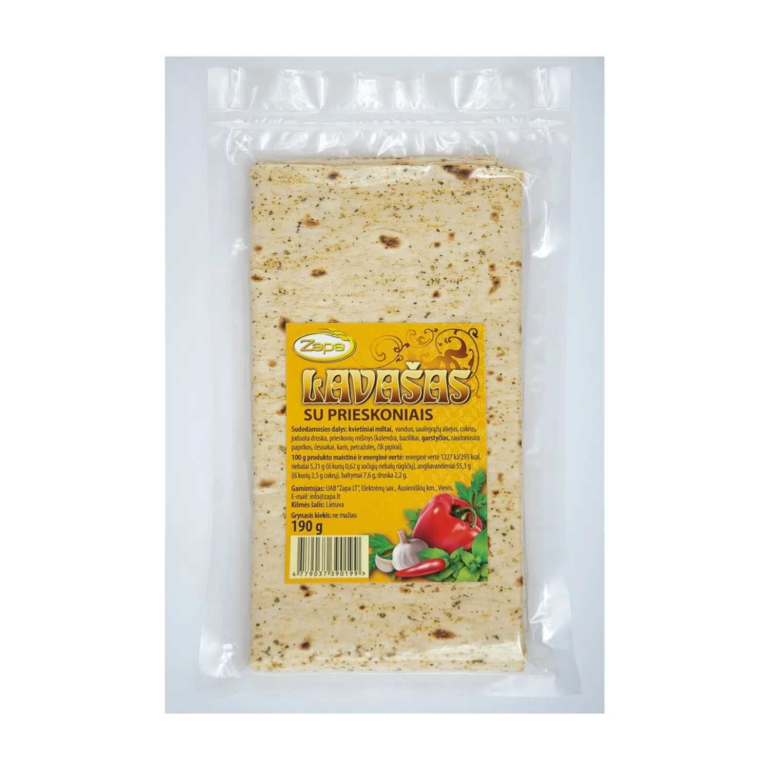 Lavašas su prieskoniais ZAPA, 190 g